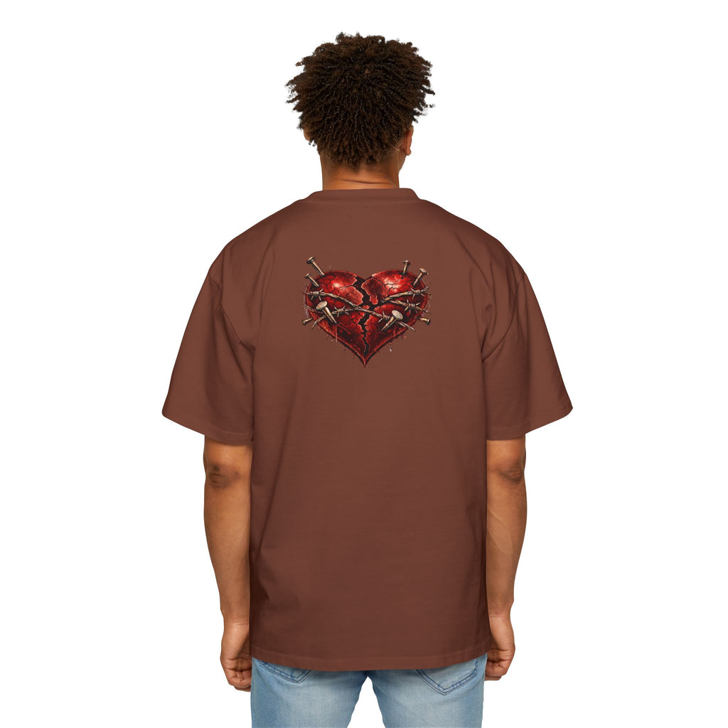 Oversized Discipline Over Emotions Graphic Tee (Front Red Heart) Printify