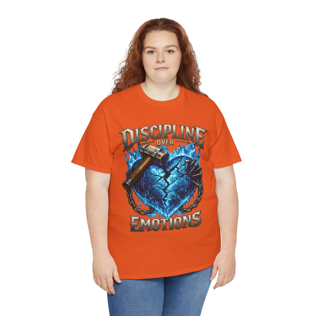 Discipline Over Emotions Graphic T-Shirt (Blue Heart) Printify
