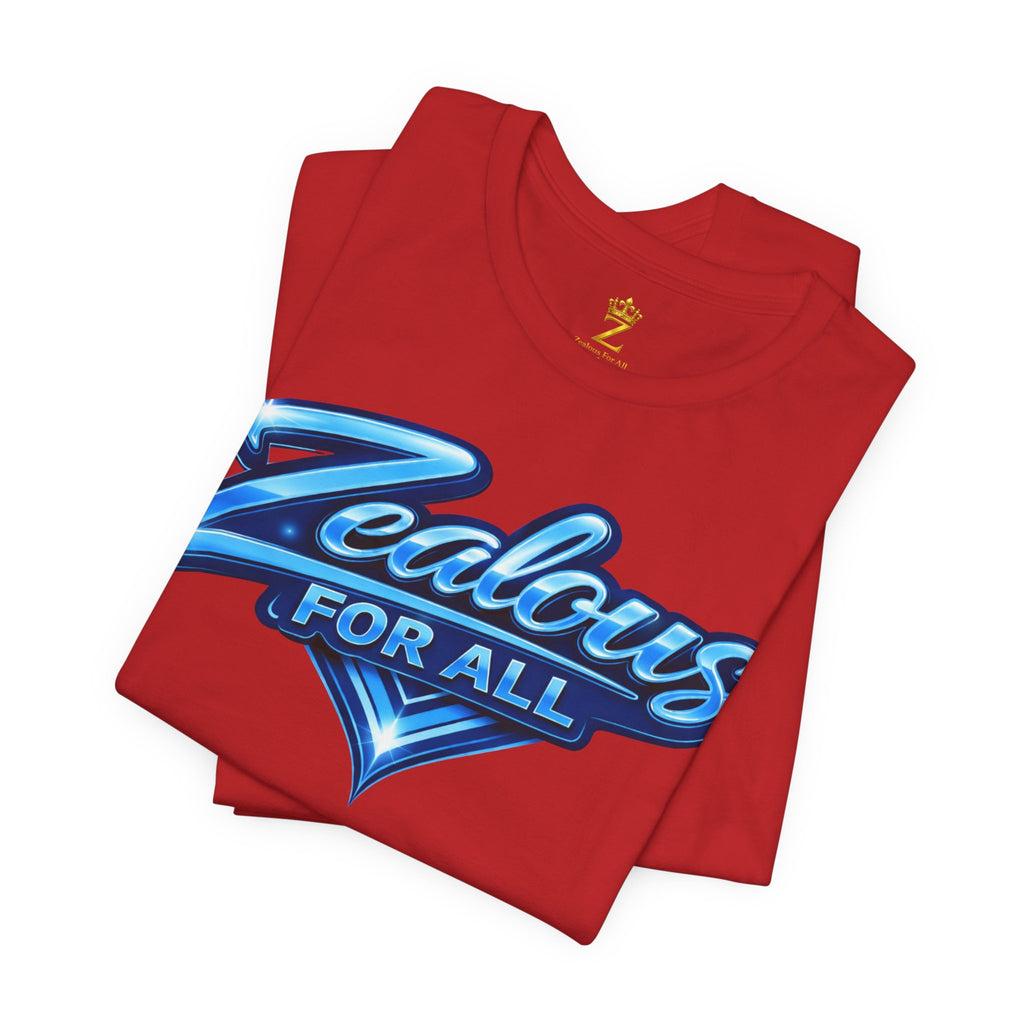 Zealous For All Graphic T-Shirt (Blue Logo) Printify