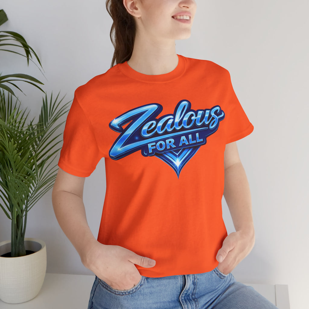 Zealous For All Graphic T-Shirt (Blue Logo) Printify