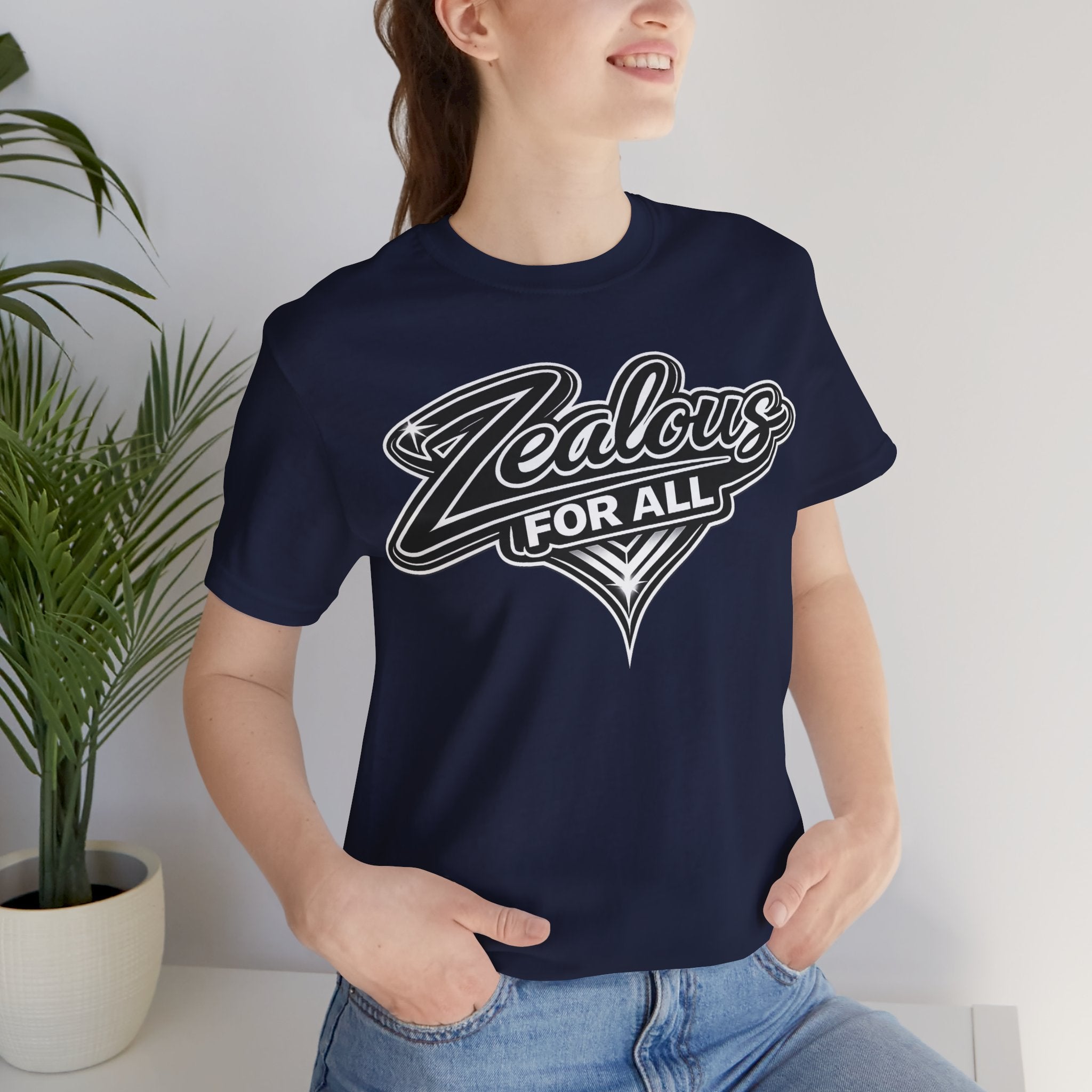 Zealous For All Graphic T-Shirt (Black Logo) Printify