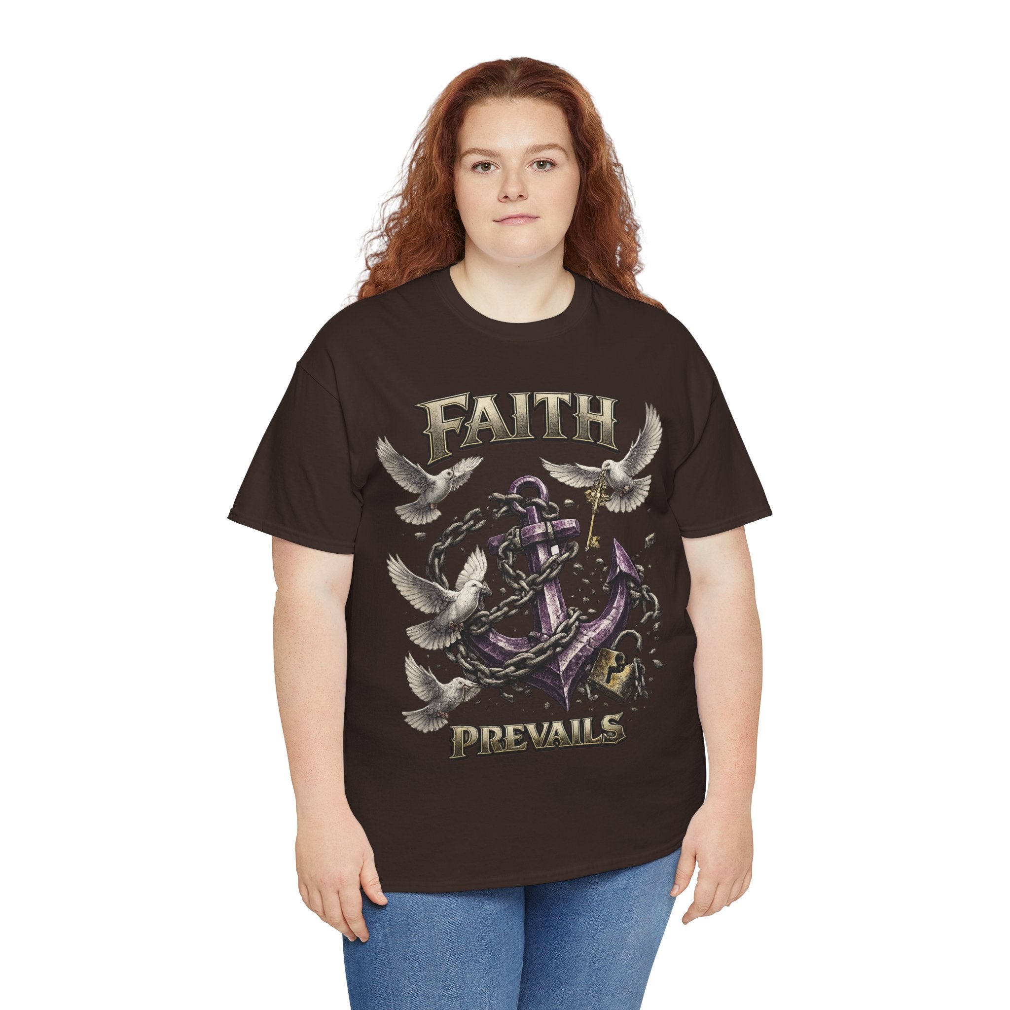 Adult Faith Prevails T‑Shirt (Purple Anchor) Printify