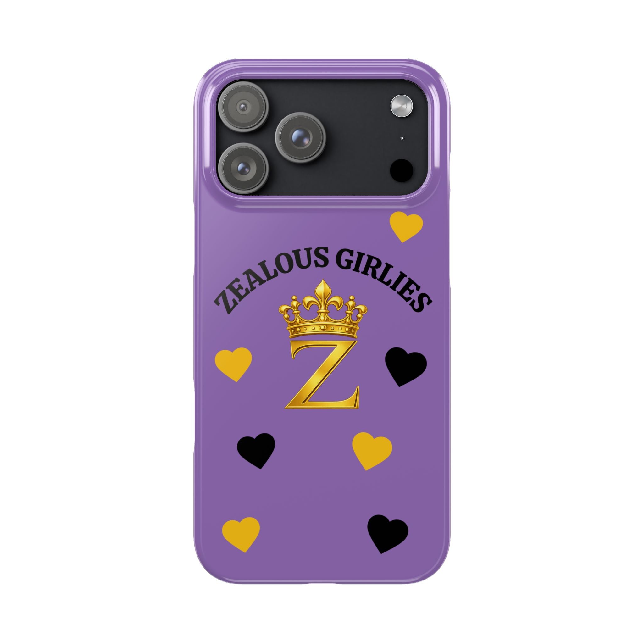 Zealous Girlies 'Z' Crown Slim Phone Case — Purple & Gold Heart Design Printify