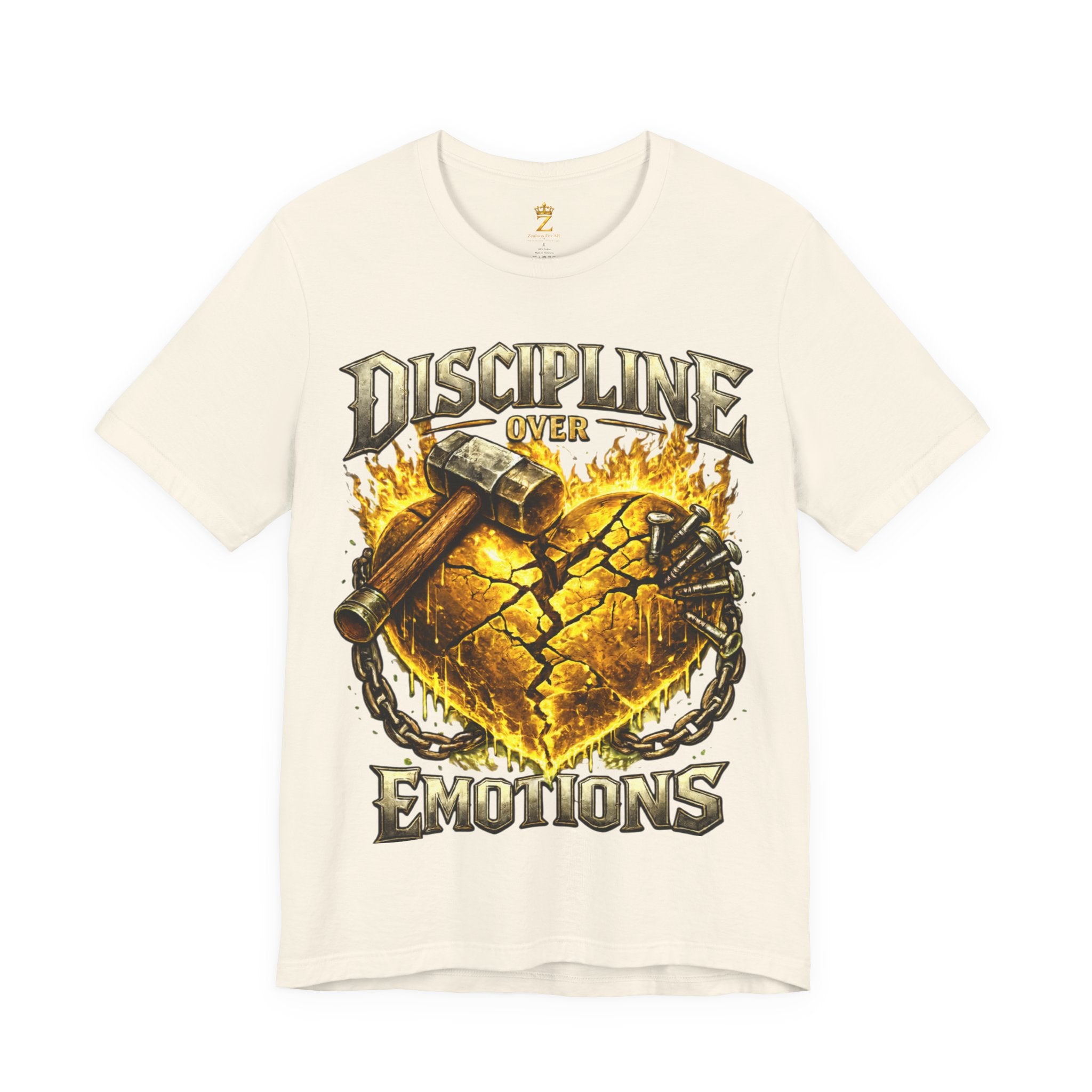 Discipline Over Emotions Premium Graphic T-Shirt (Gold Heart) Printify