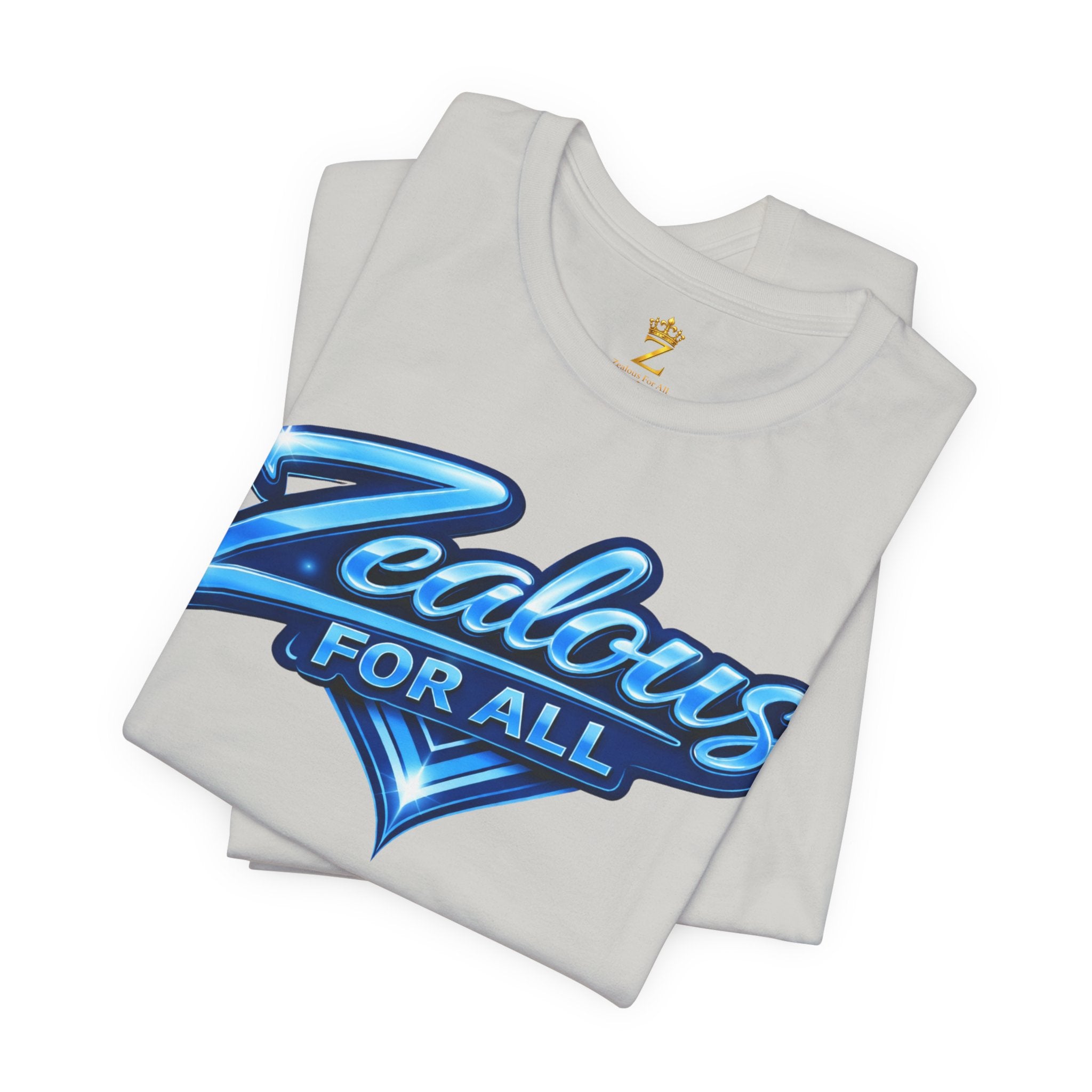 Zealous For All Graphic T-Shirt (Blue Logo) Printify
