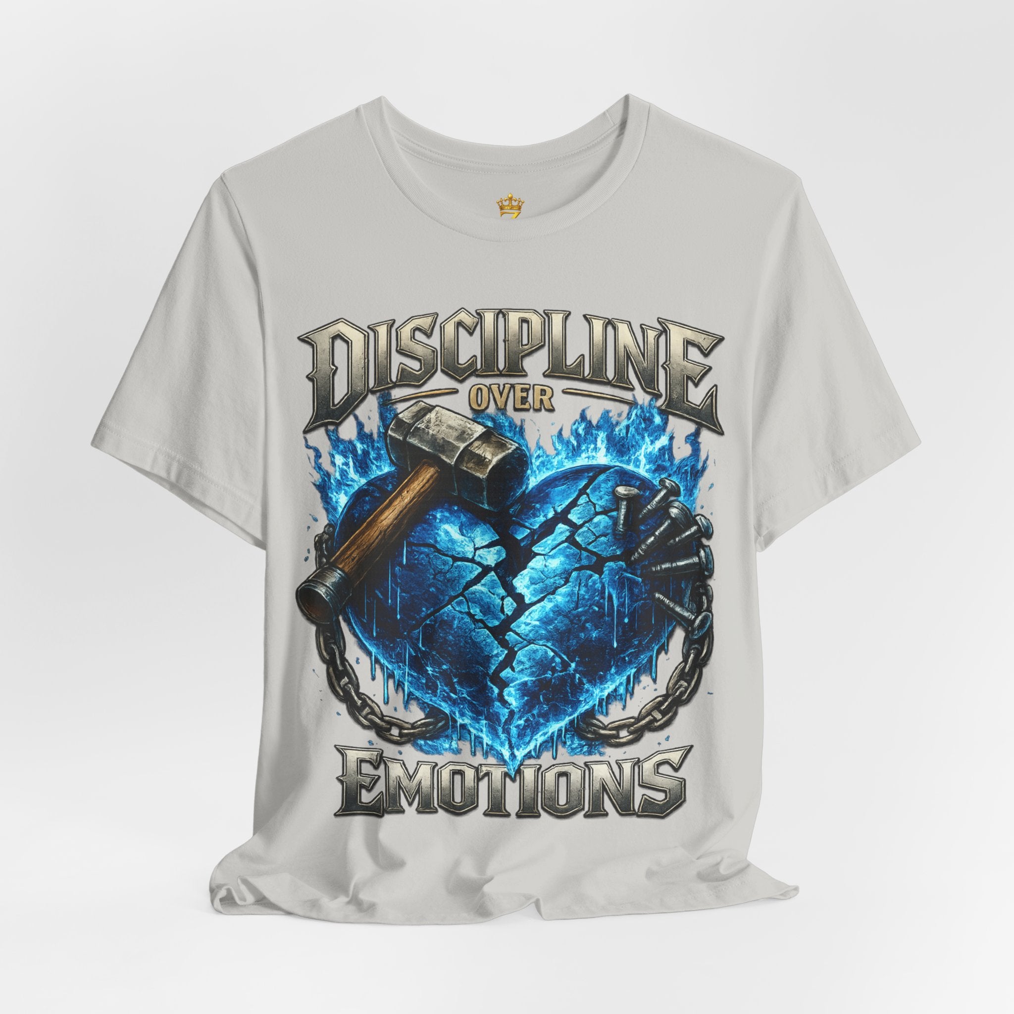 Discipline Over Emotions Premium Graphic T-Shirt (Blue Heart) Printify