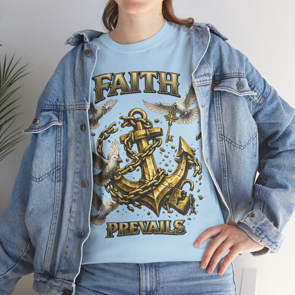 Adult Faith Prevails Anchor T-Shirt (Gold Anchor) Printify