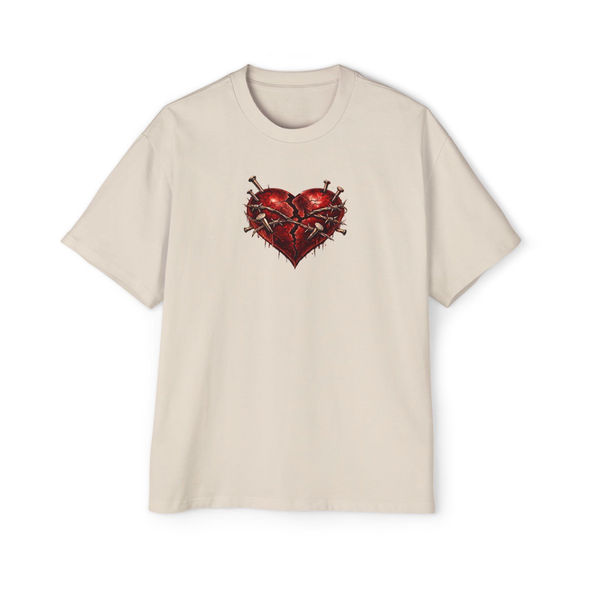 Oversized Discipline Over Emotions (Back) Graphic Tee (Red Heart) Printify