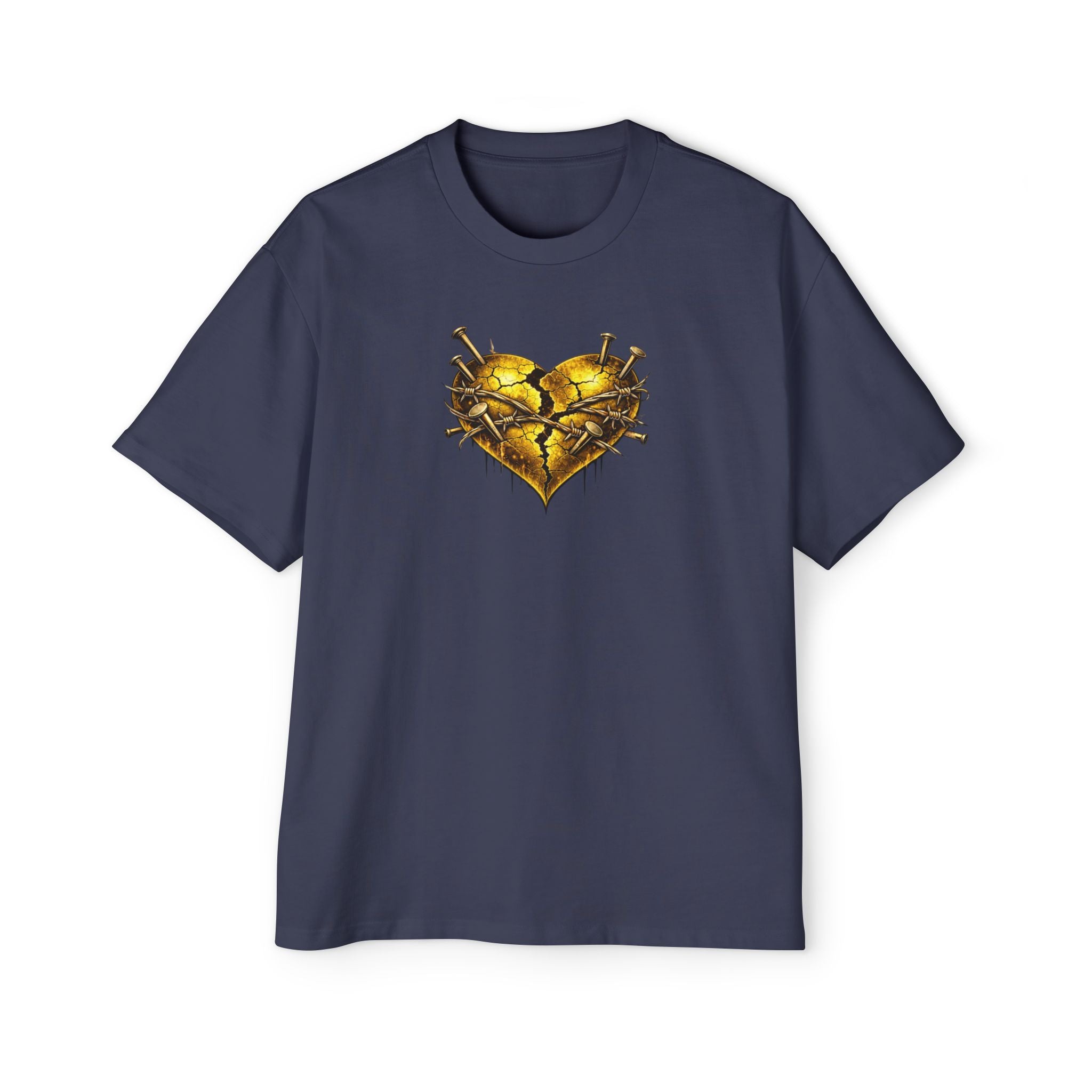 Oversized Discipline Over Emotions (Back) Graphic Tee (Gold Heart) Printify