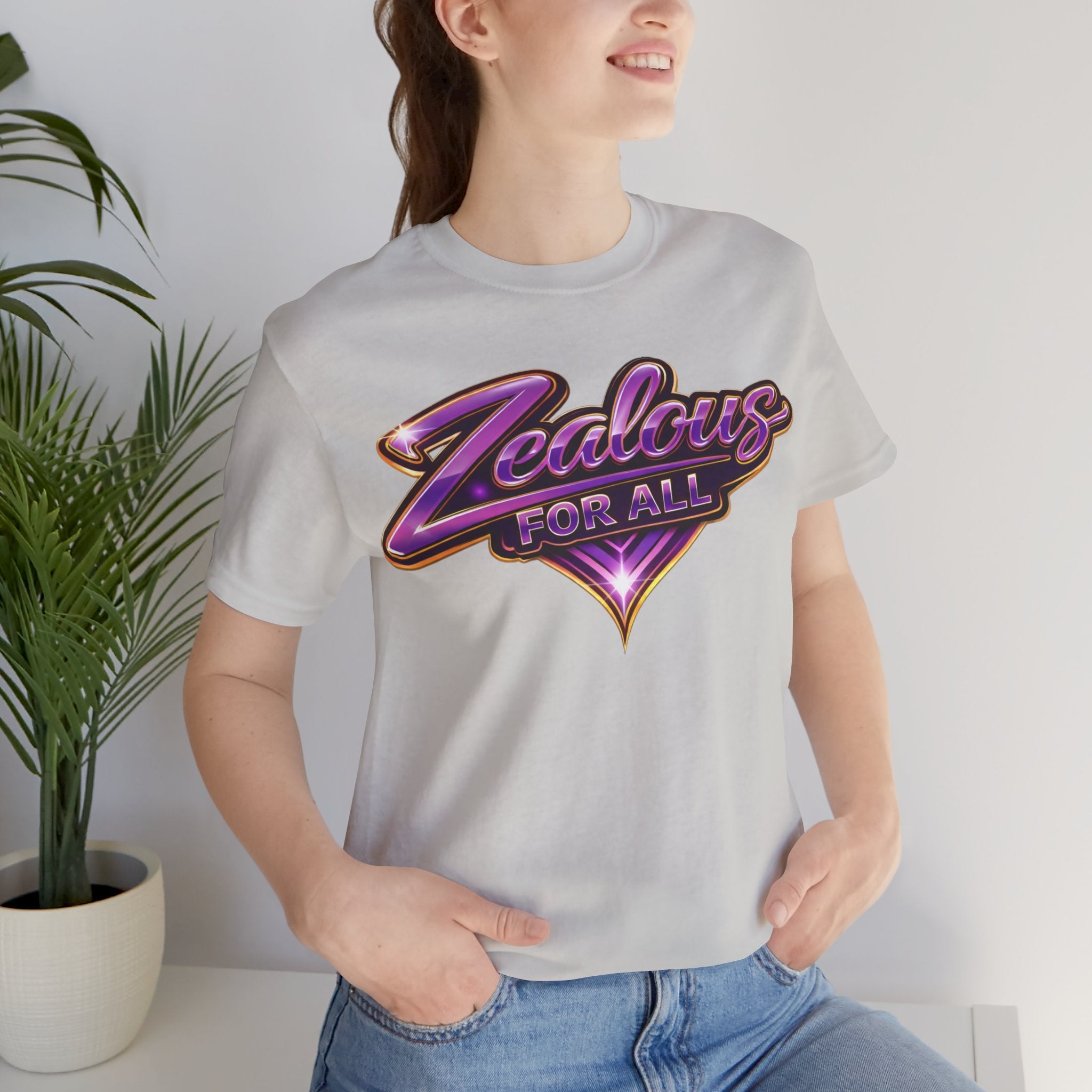 CUSTOM Zealous For All Graphic T-Shirt (Purple & Gold Trim Logo)