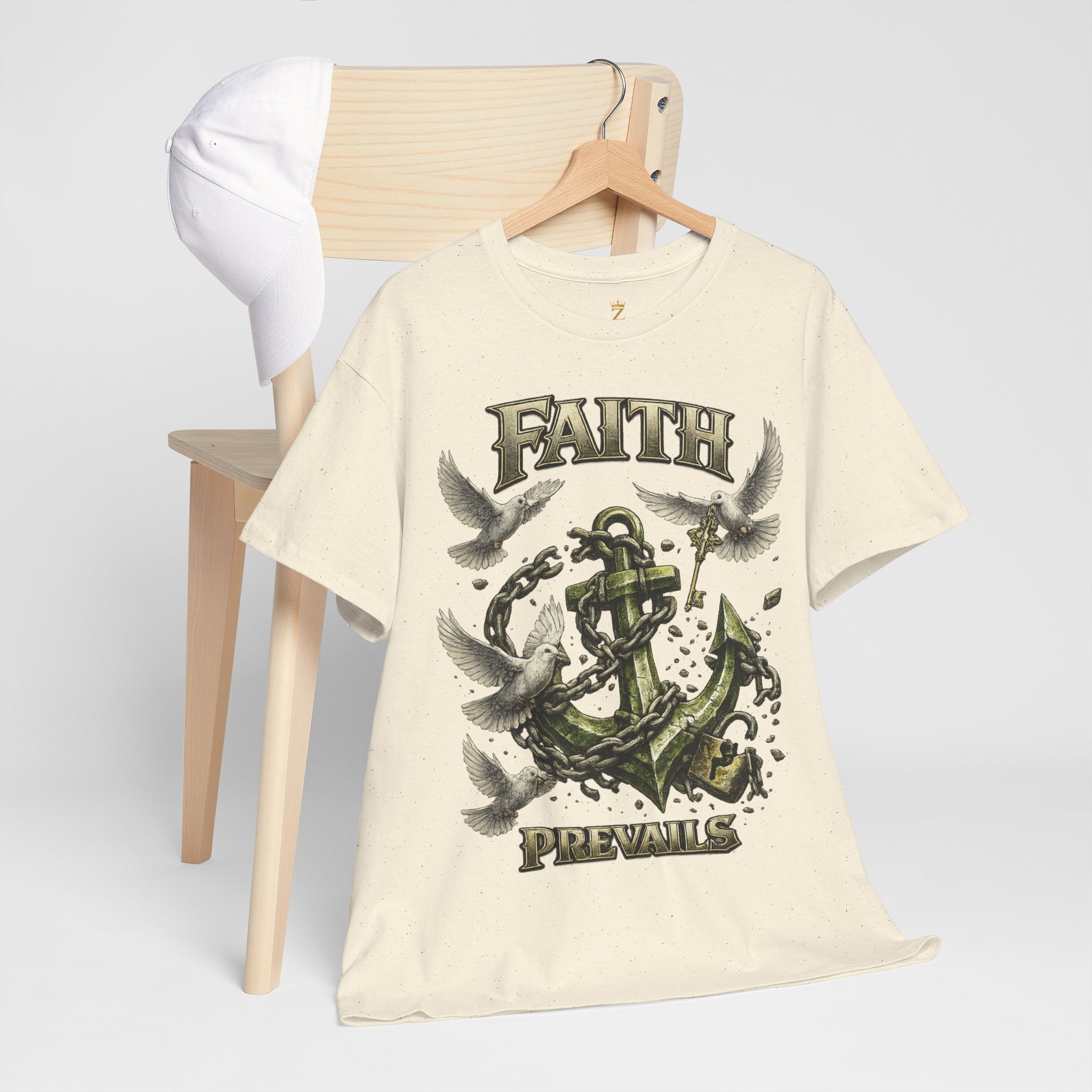 Adult Faith Prevails Anchor T-Shirt (Green Anchor) Printify