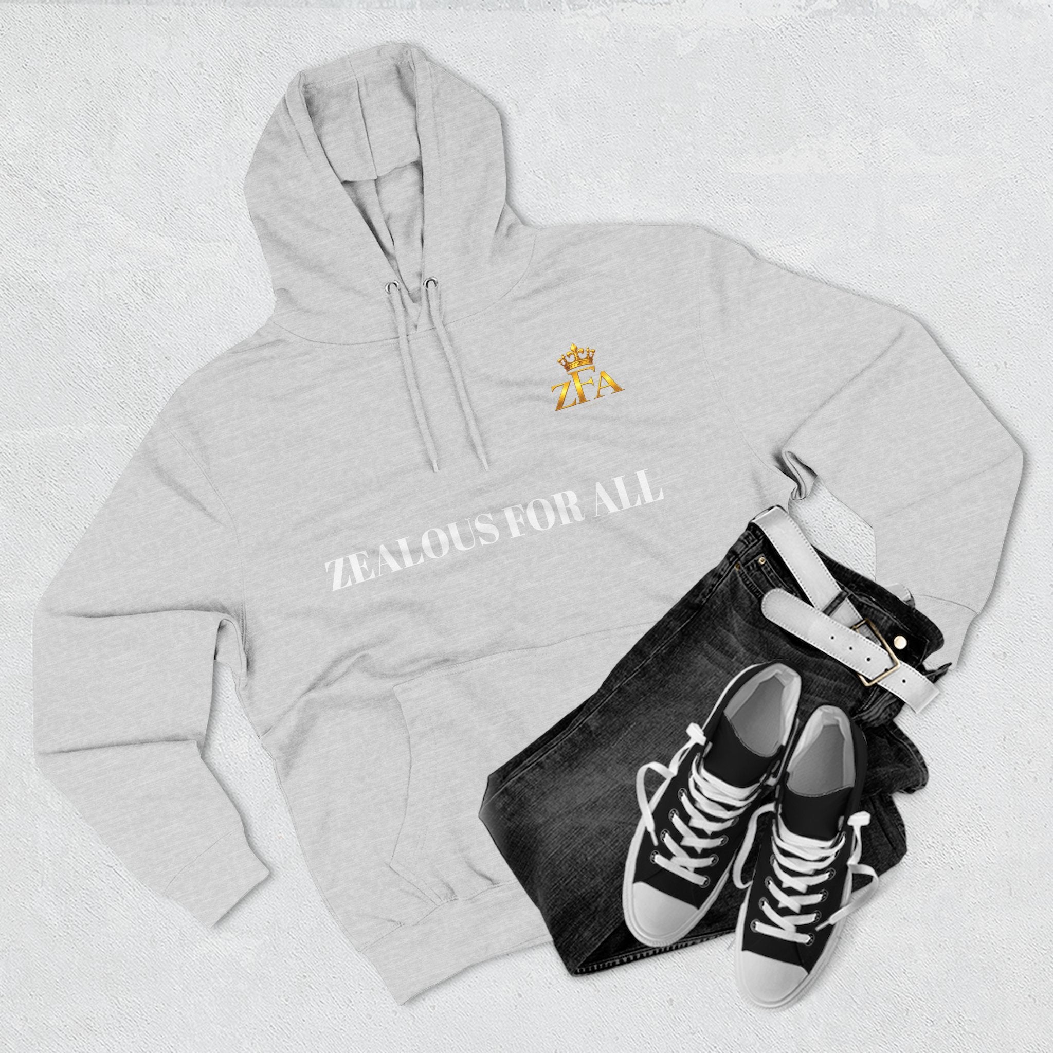 ZFA Premium Hoodie (White Words) Printify