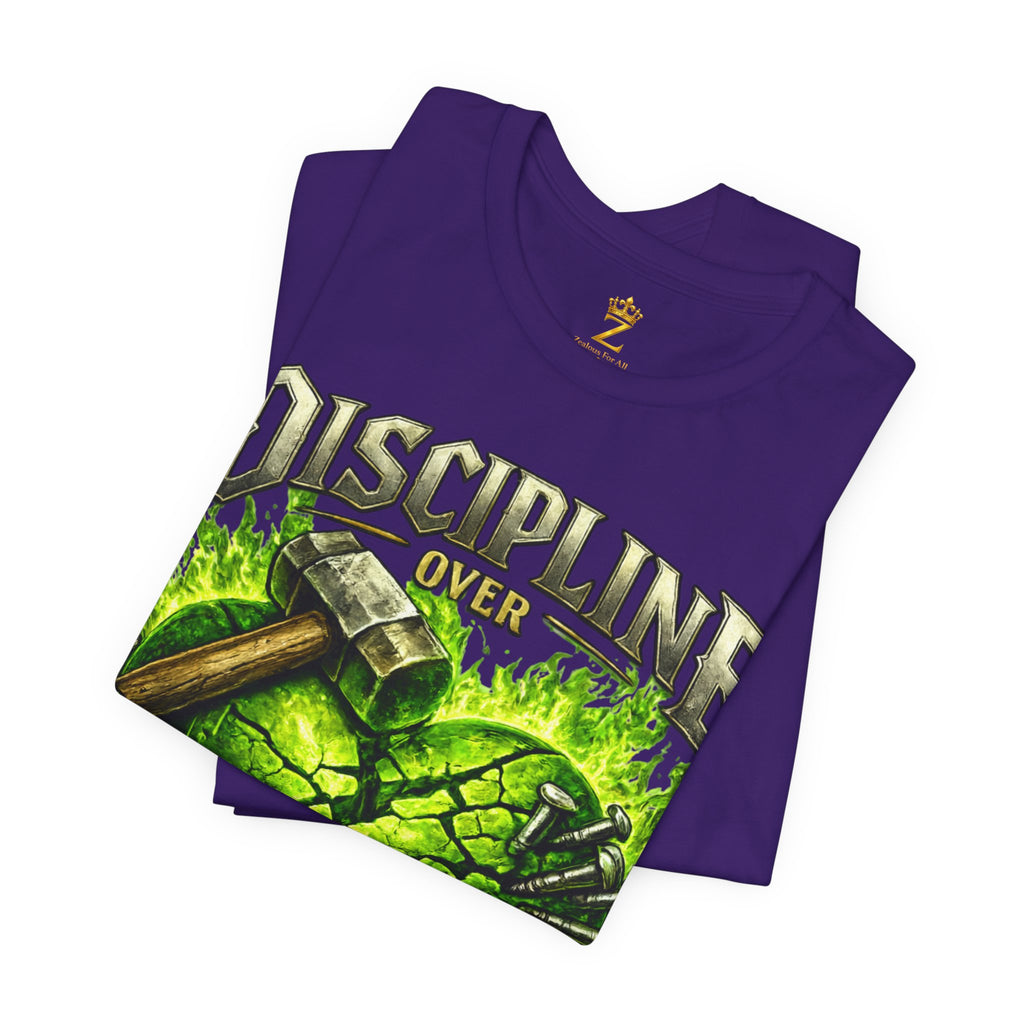 Discipline Over Emotions Premium Graphic T-Shirt (Lime Green Heart) Printify