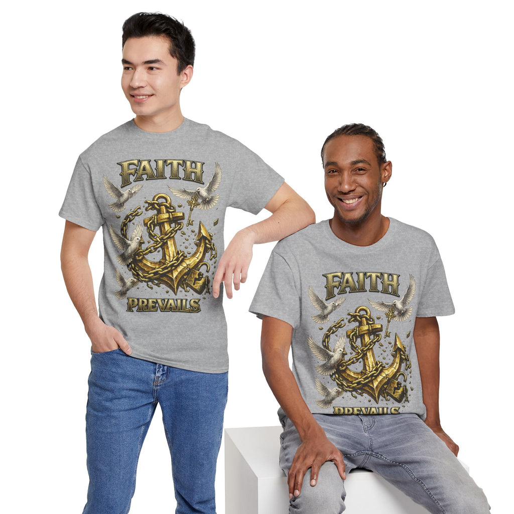 Adult Faith Prevails Anchor T-Shirt (Gold Anchor) Printify