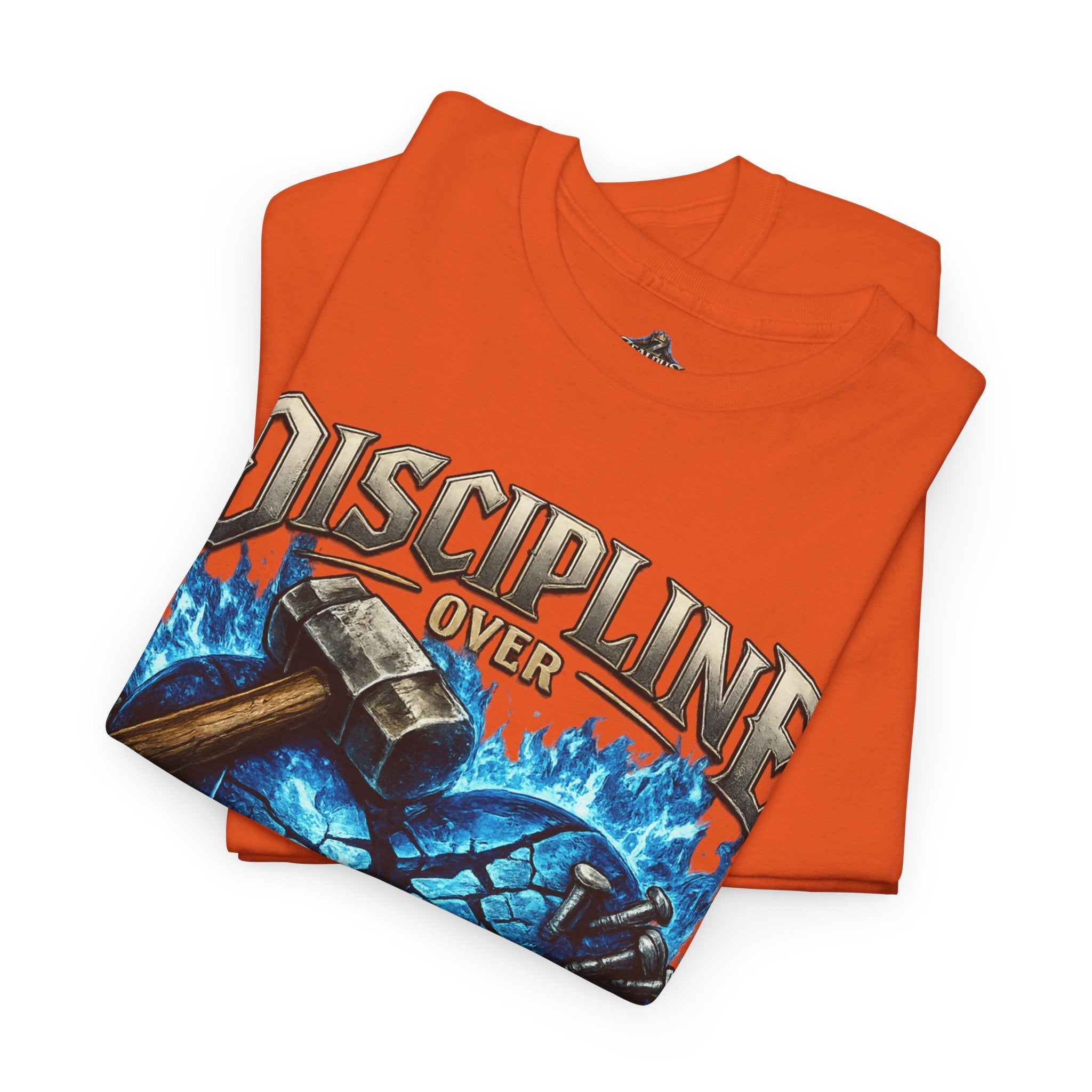 Discipline Over Emotions Graphic T-Shirt (Blue Heart) Printify