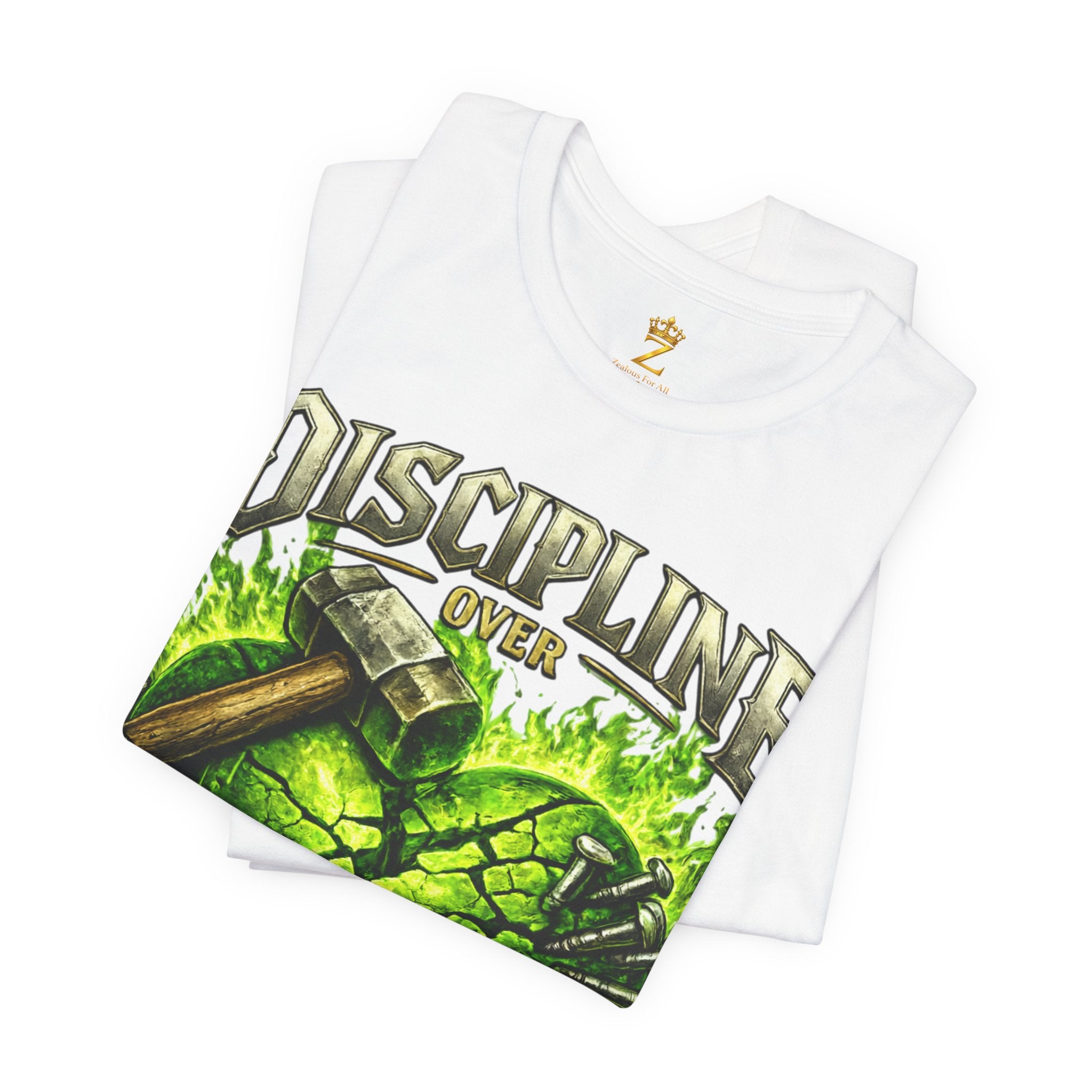 Discipline Over Emotions Premium Graphic T-Shirt (Lime Green Heart) Printify