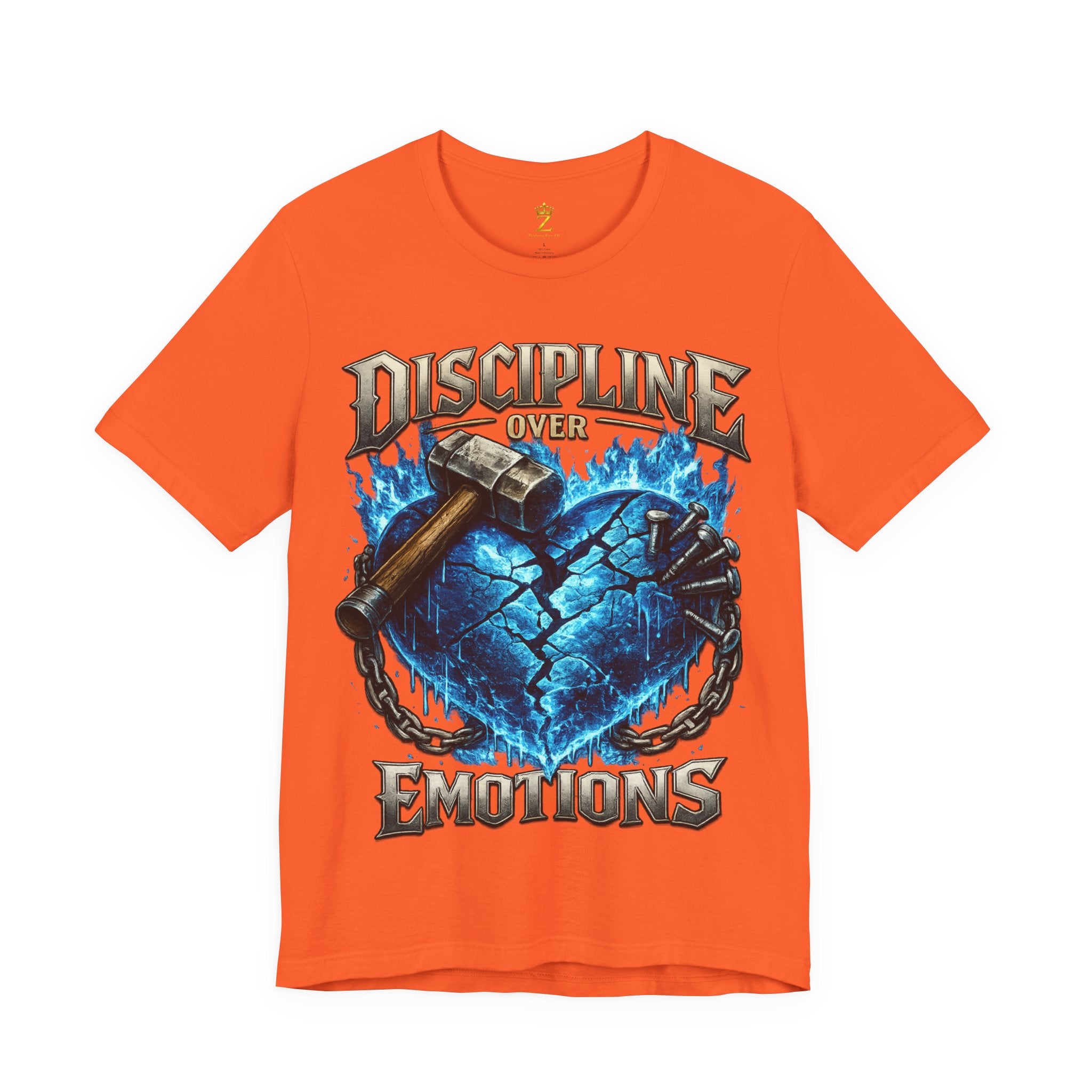 Discipline Over Emotions Premium Graphic T-Shirt (Blue Heart) Printify