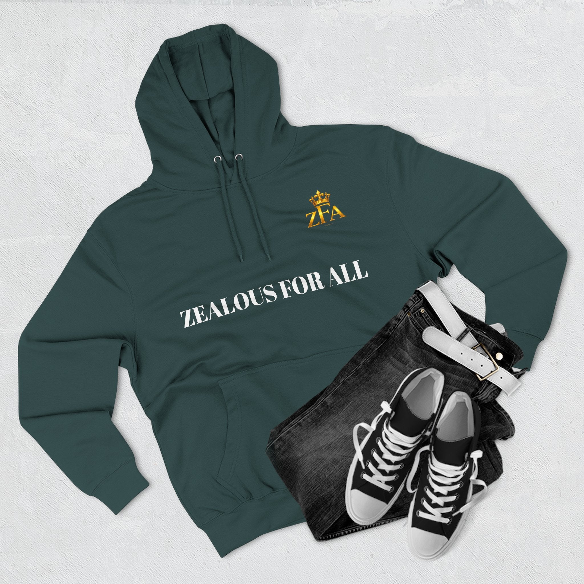 ZFA Premium Hoodie (White Words) Printify