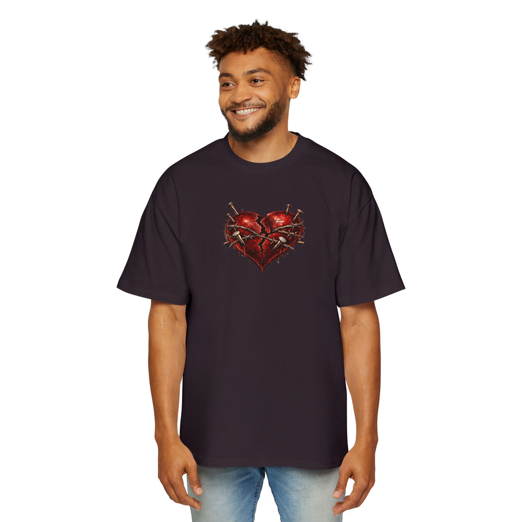 Oversized Discipline Over Emotions (Back) Graphic Tee (Red Heart) Printify
