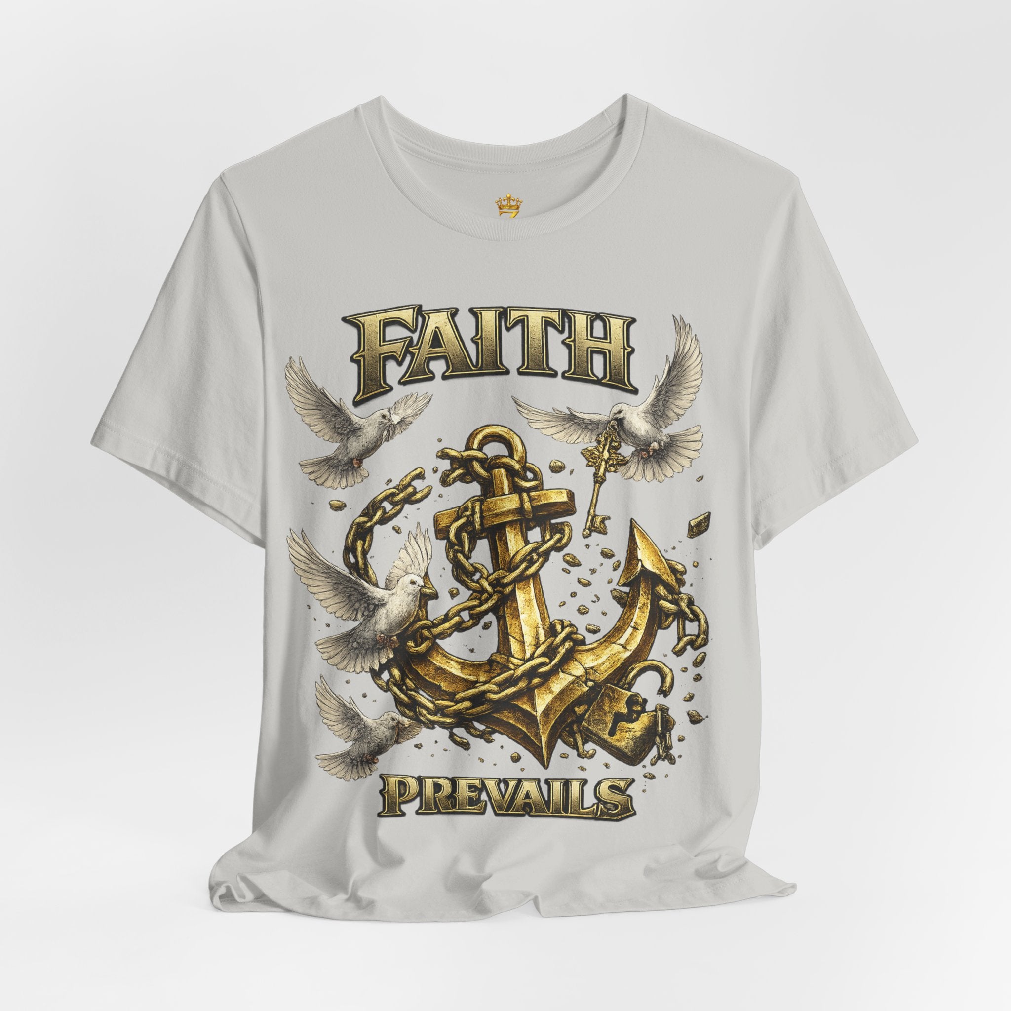 Faith Prevails T‑Shirt (Gold Anchor) Printify