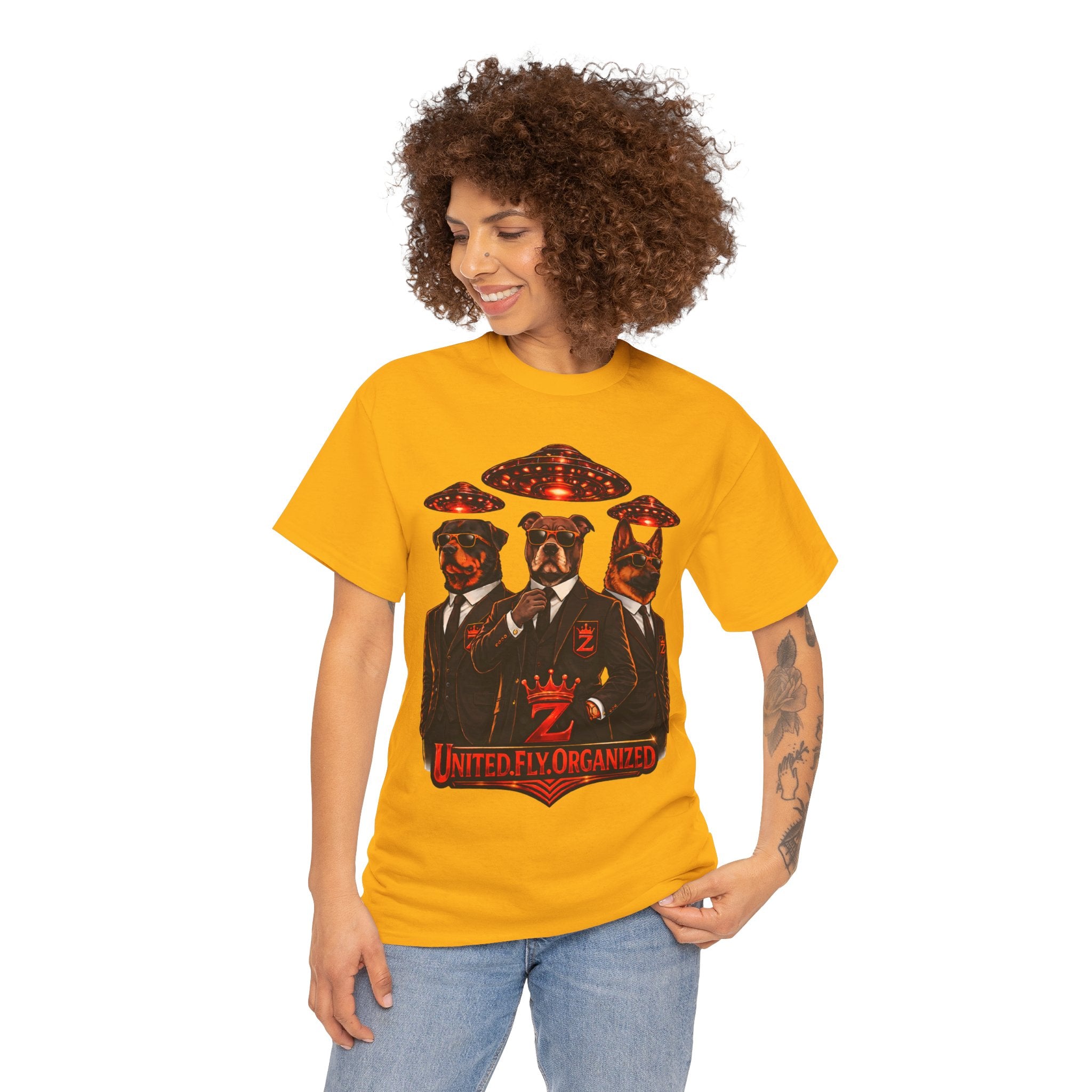 Adult "United. Fly. Organized." Graphic Tee (Red) Printify
