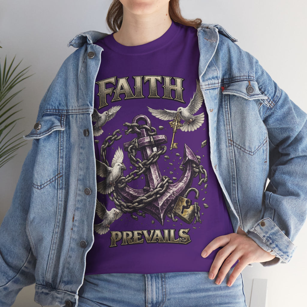 Adult Faith Prevails T‑Shirt (Purple Anchor) Printify