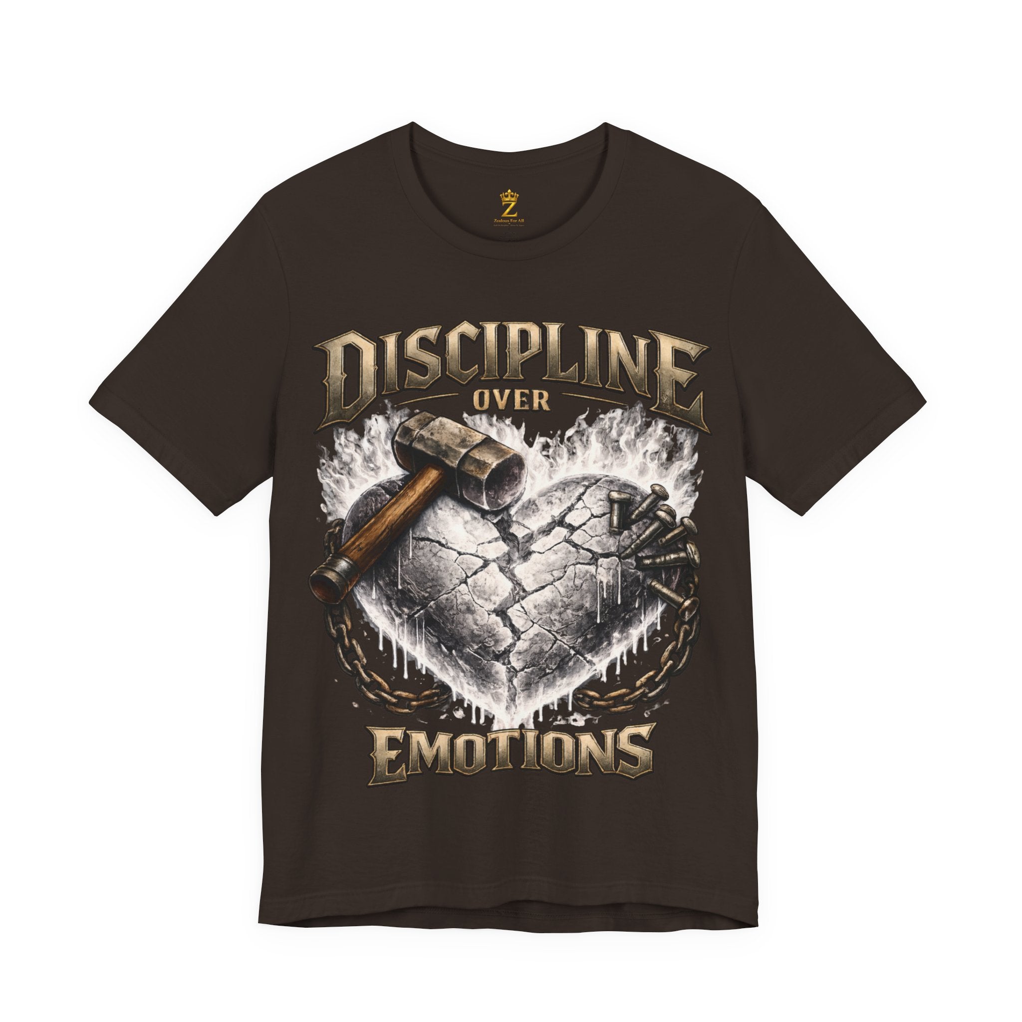 Discipline Over Emotions Premium Graphic T-Shirt (White Heart) Printify