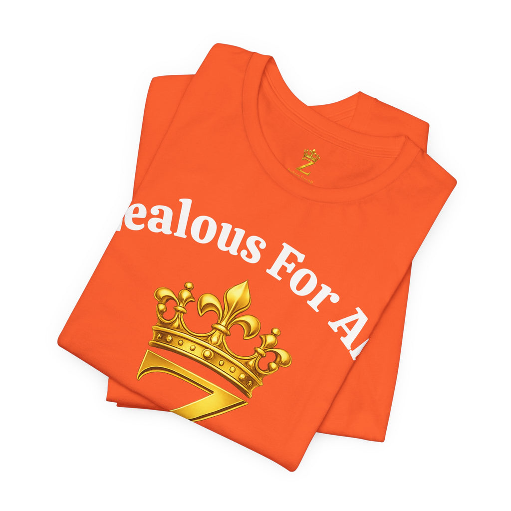 Unisex Luxury Zealous For All T-Shirt (Gold/White Words, Big Logo T-shirt) Printify