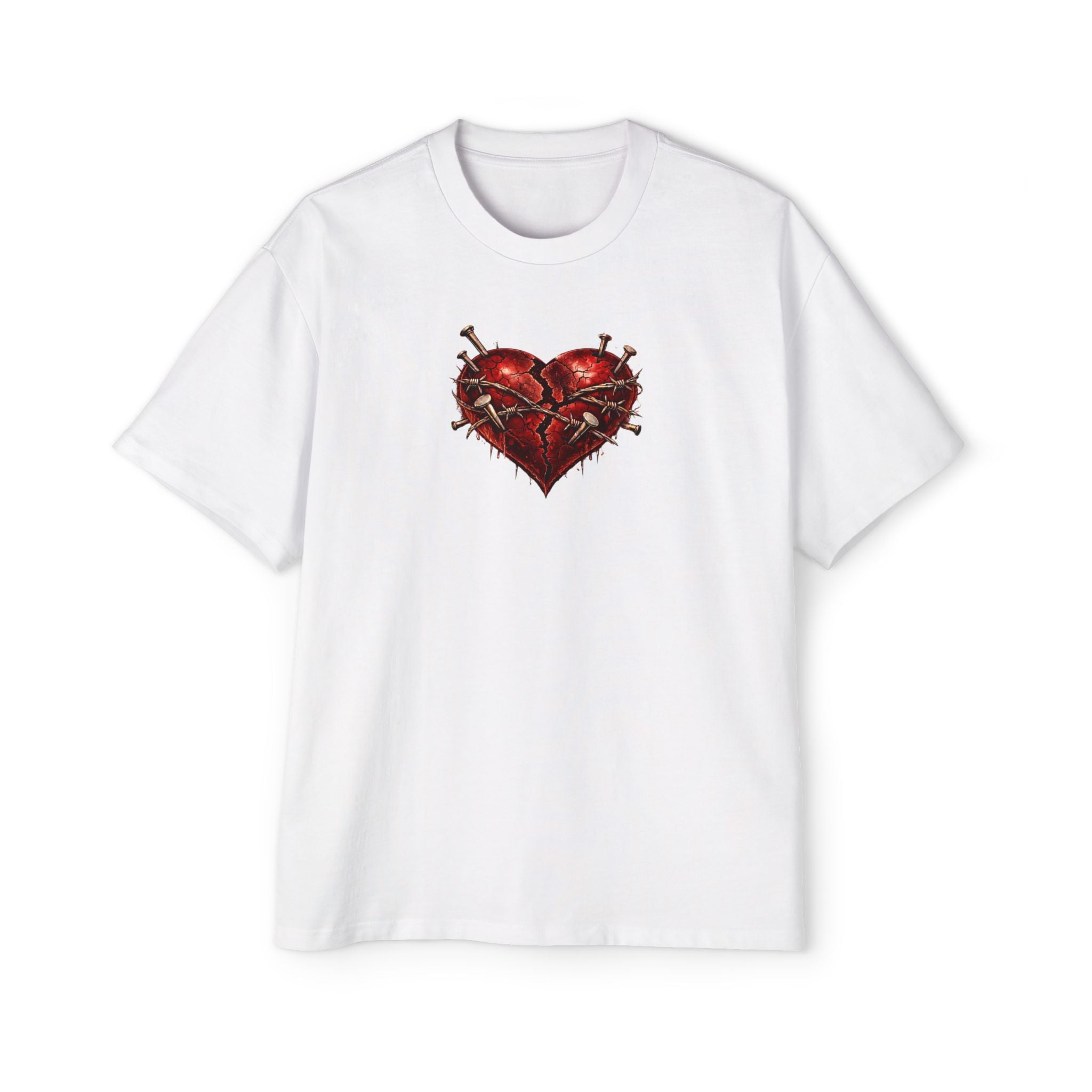 Oversized Discipline Over Emotions (Back) Graphic Tee (Red Heart) Printify