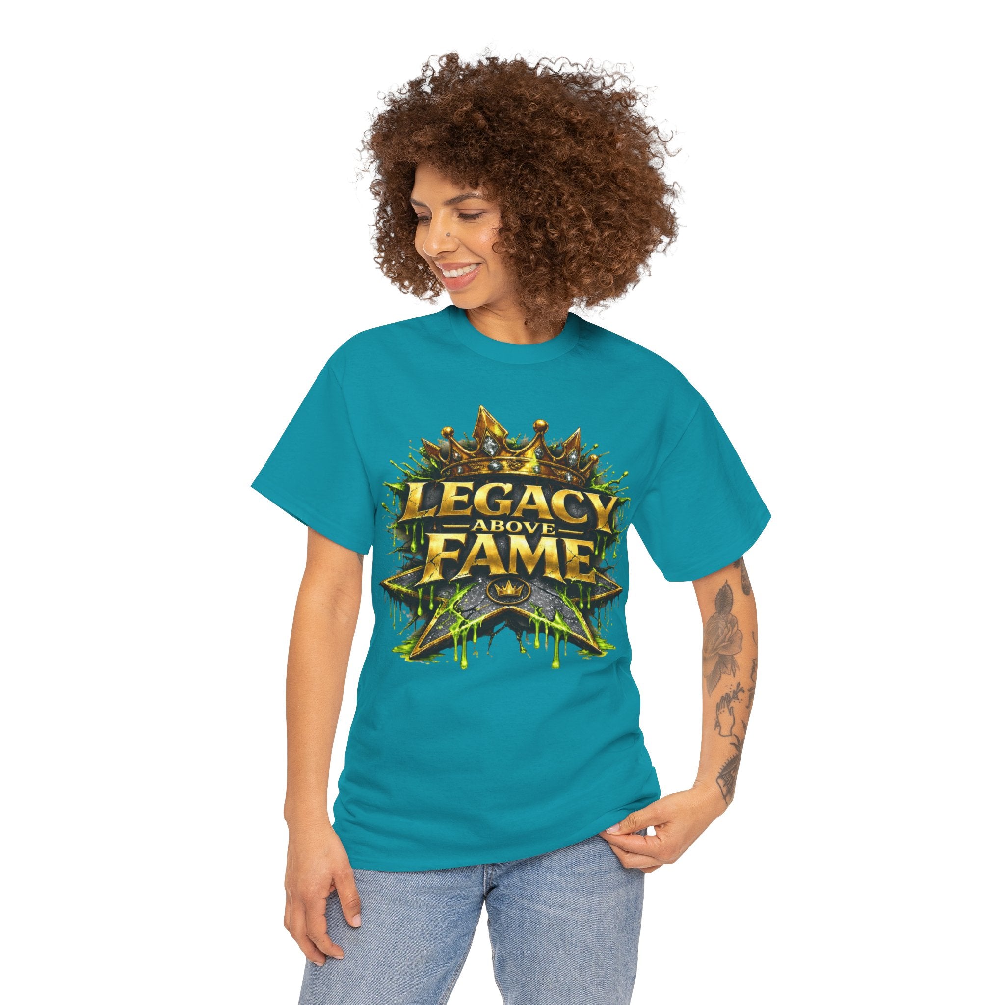 Adult Legacy Above Fame Graphic T-Shirt (Lime Green Drip) - Zealous For All