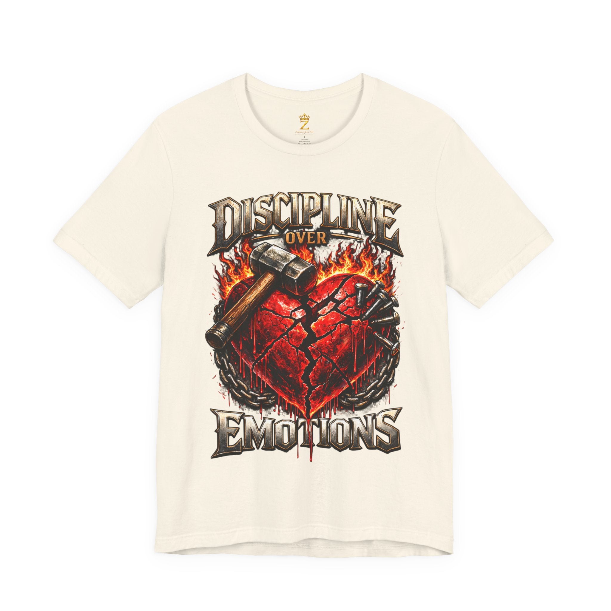 Discipline Over Emotions Premium Graphic T-Shirt (Red Heart) Printify