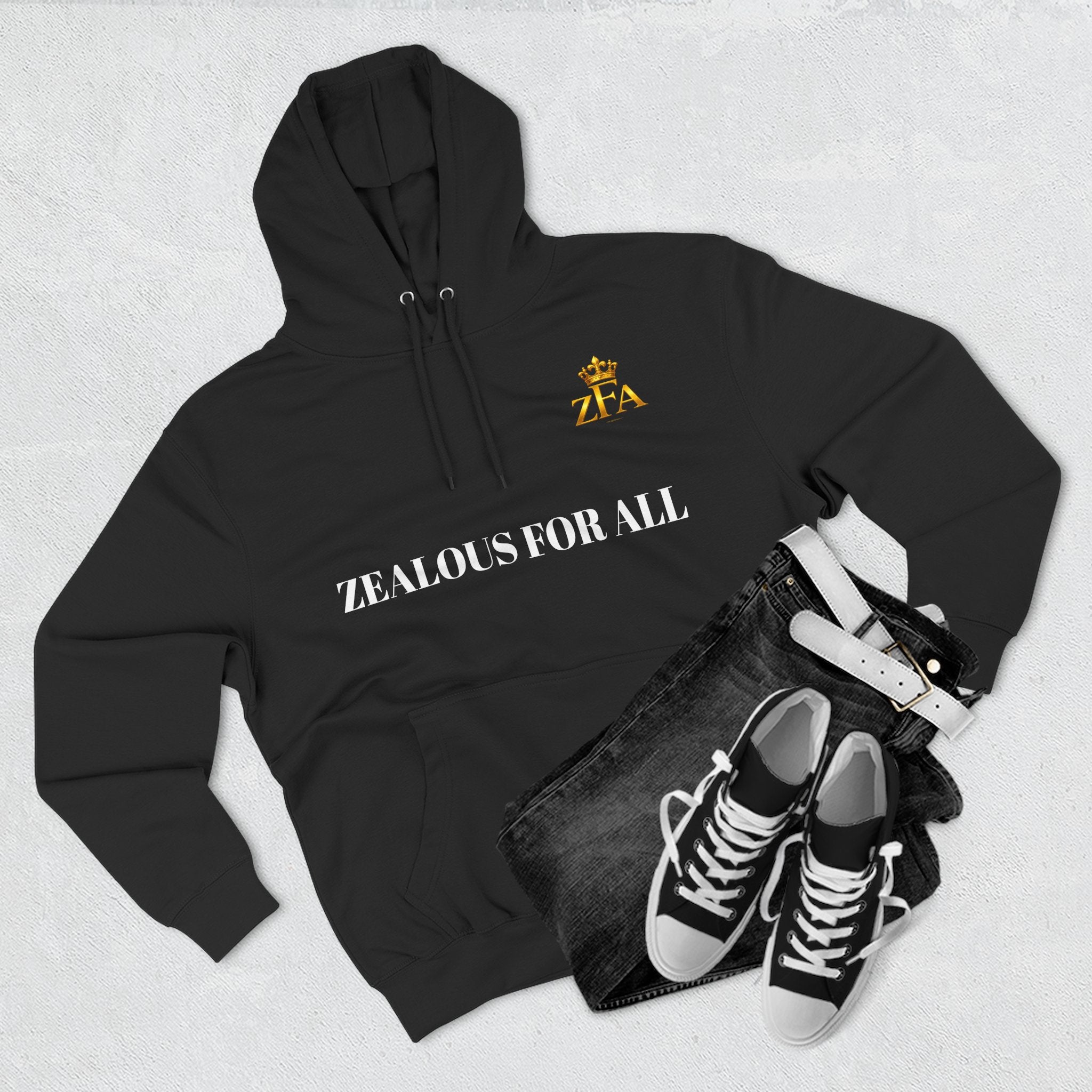 ZFA Premium Hoodie (White Words) Printify