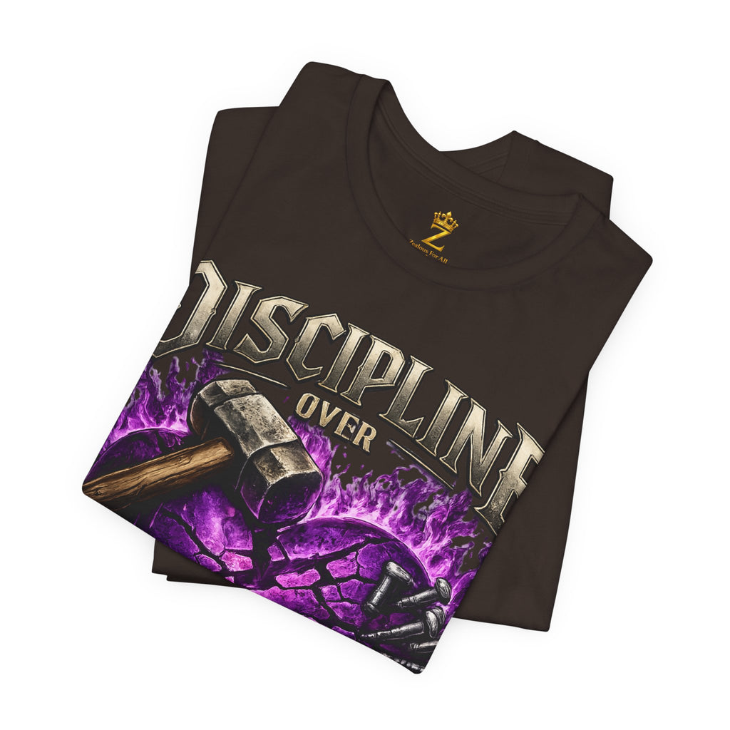 Discipline Over Emotions Premium Graphic T-Shirt (Purple Heart) Printify