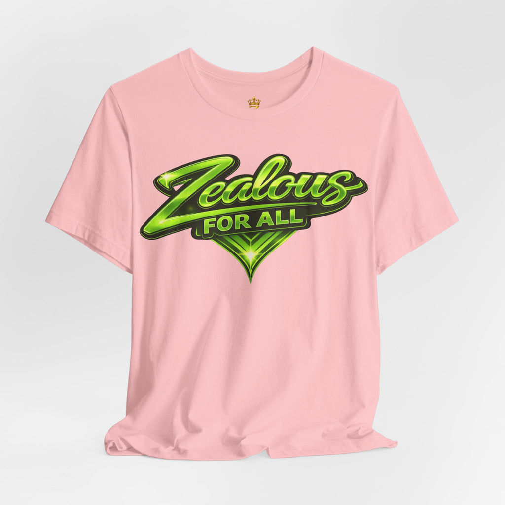 Zealous For All Graphic T-Shirt (Lime Green Logo) Printify