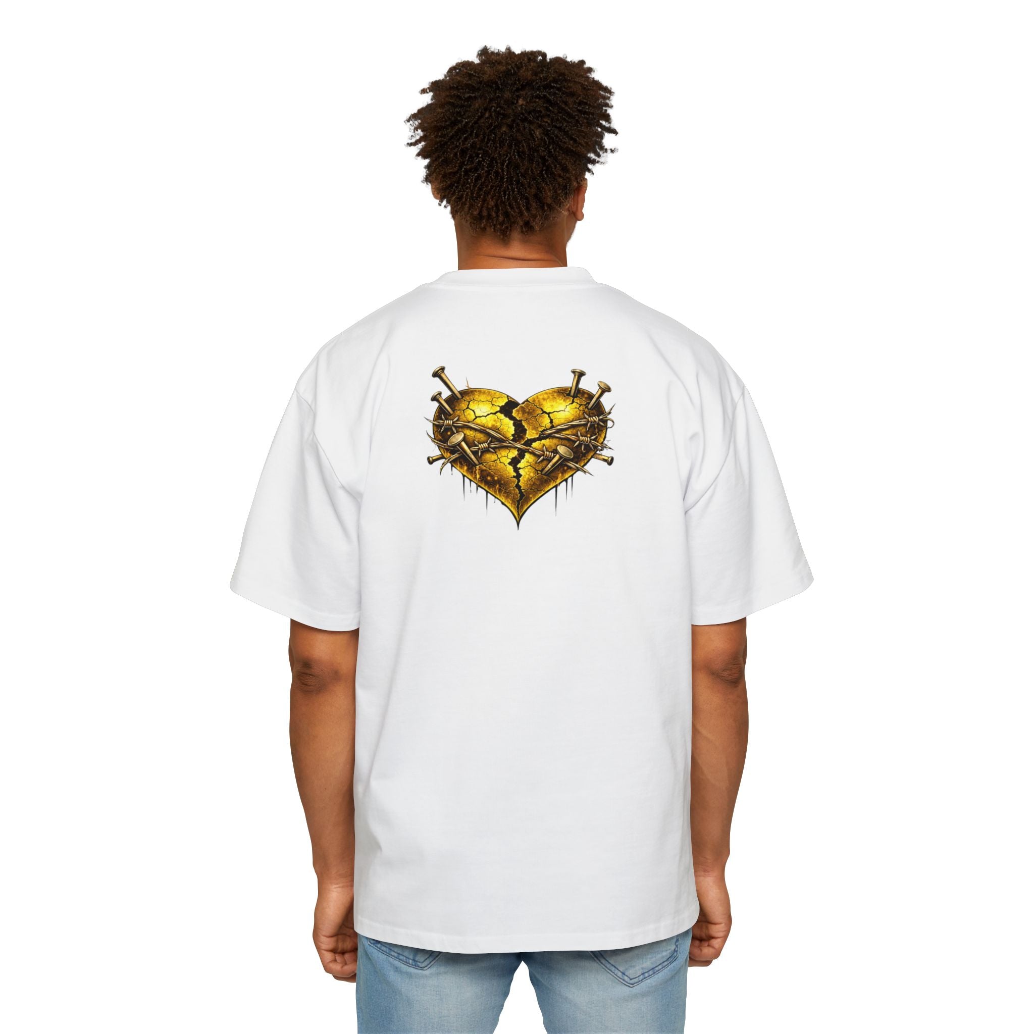 Oversized Discipline Over Emotions Graphic Tee (Gold Heart) Printify