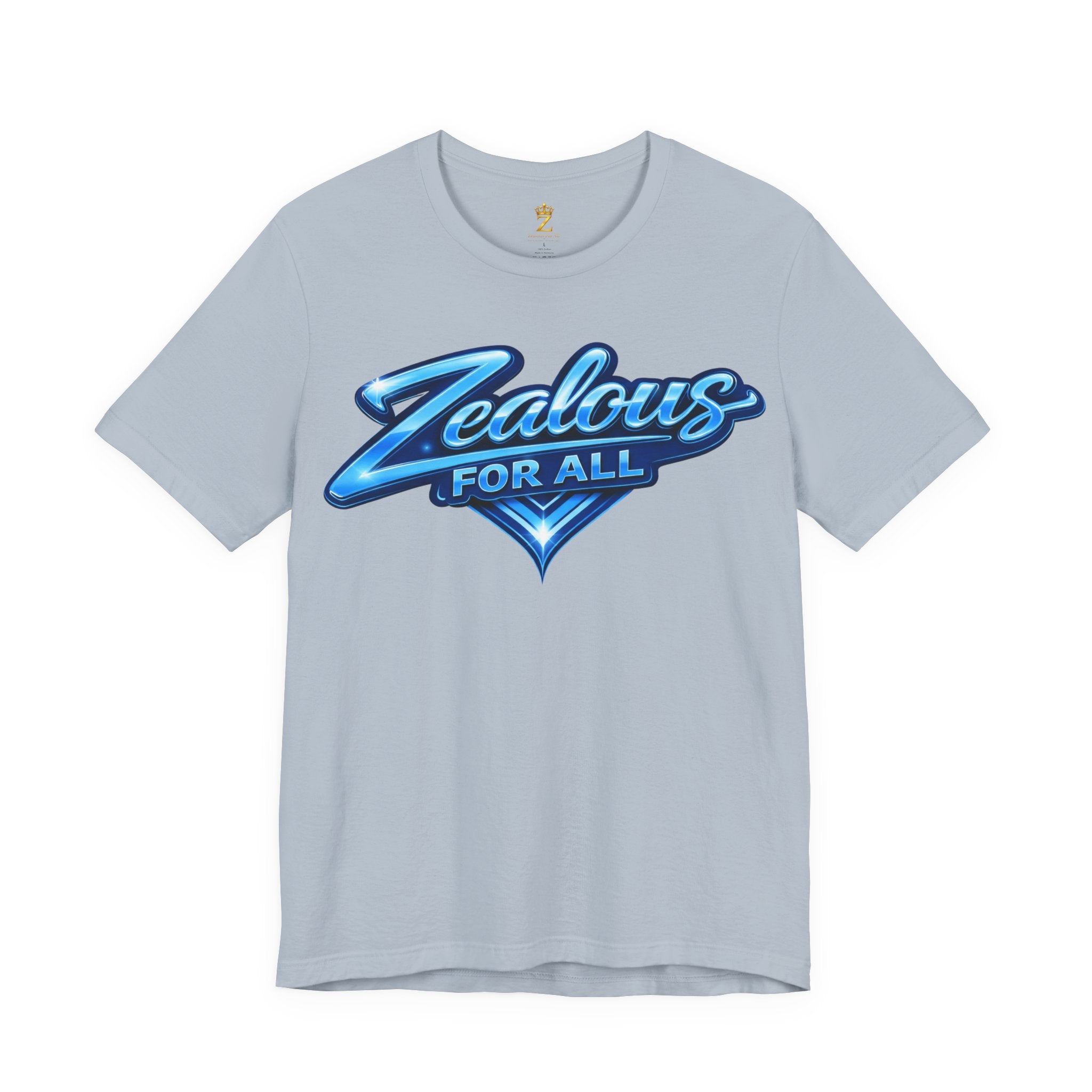 Zealous For All Graphic T-Shirt (Blue Logo) Printify