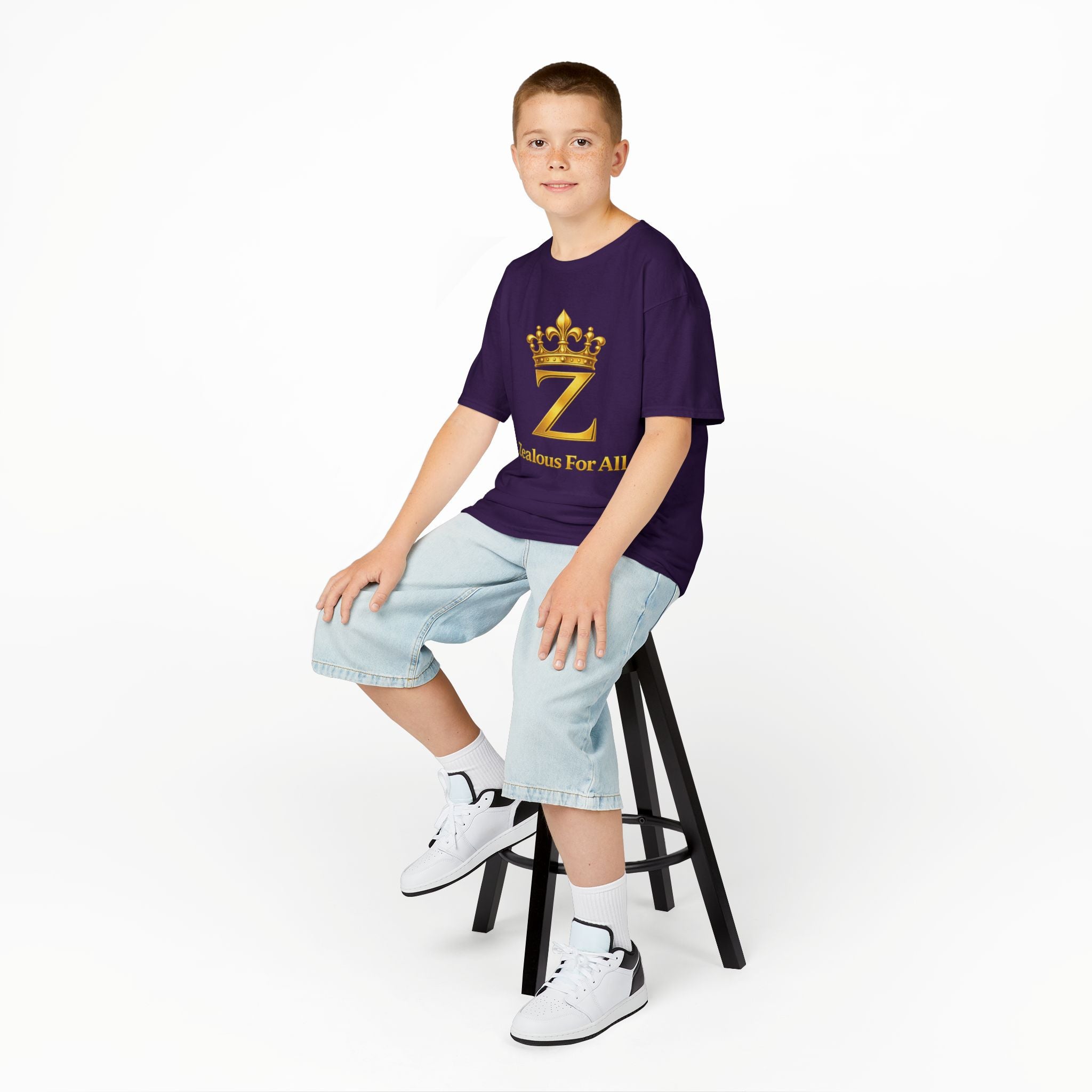 First Kids Zealous For All T-Shirt Drop 01 — Gold Logo Kids Tee Printify