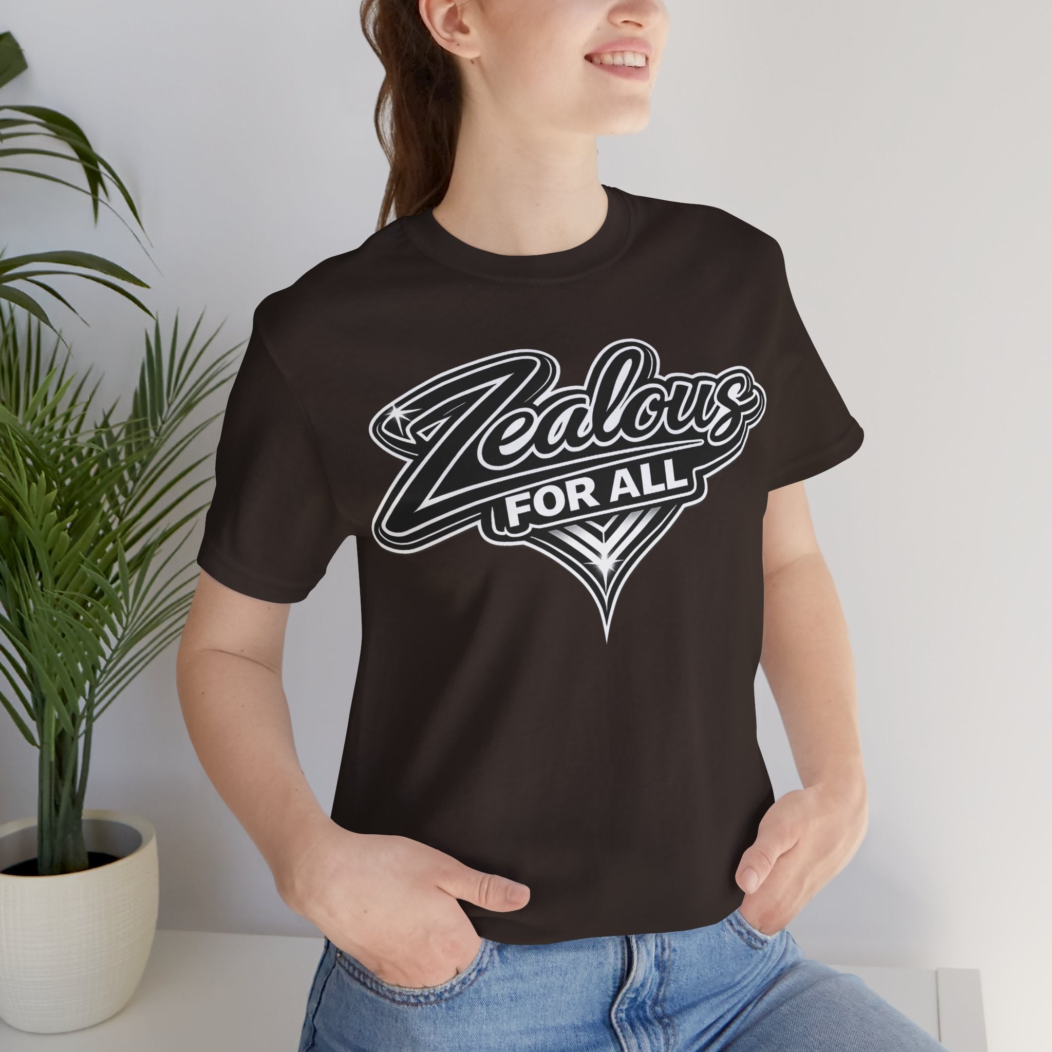 Zealous For All Graphic T-Shirt (Black Logo) Printify