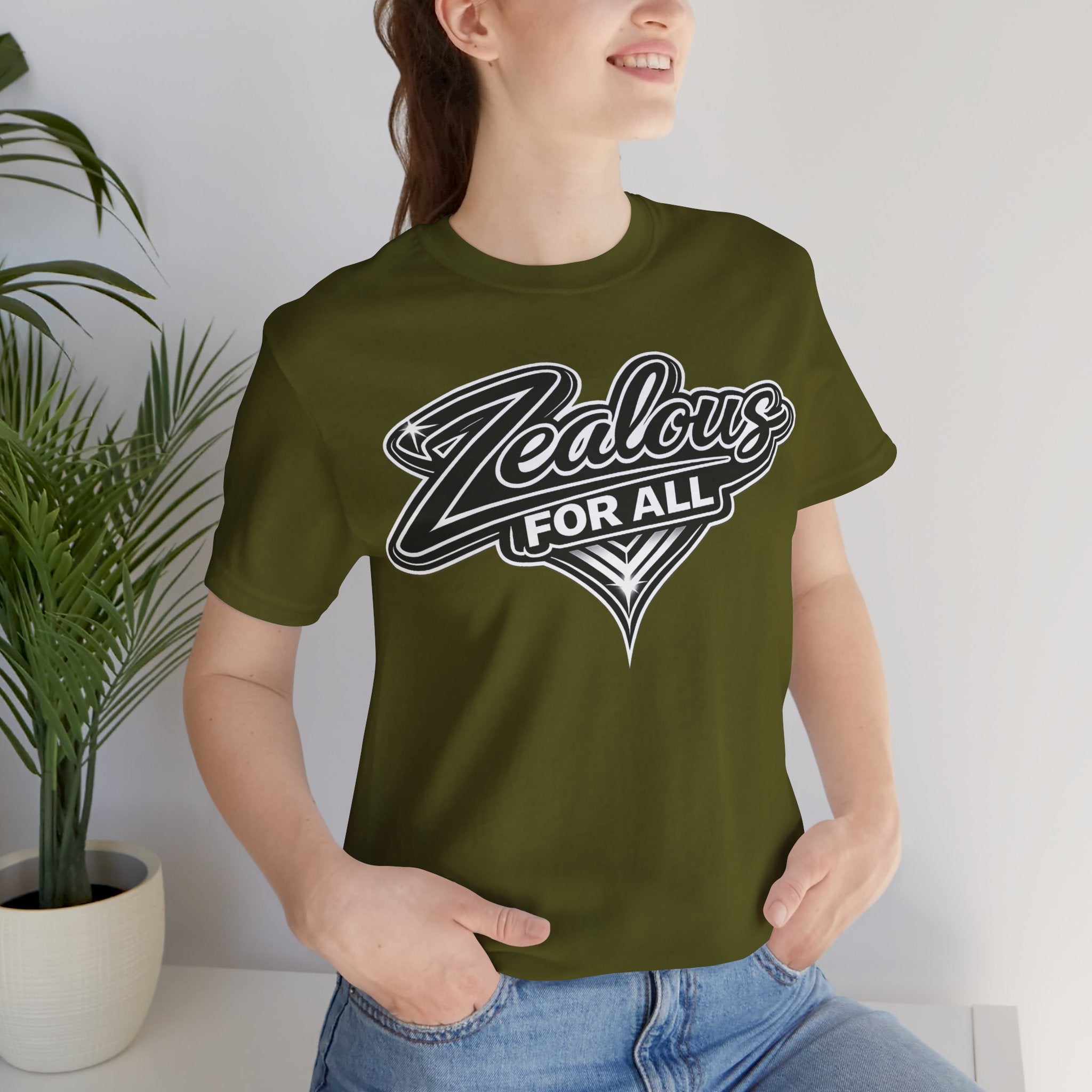 Zealous For All Graphic T-Shirt (Black Logo) Printify