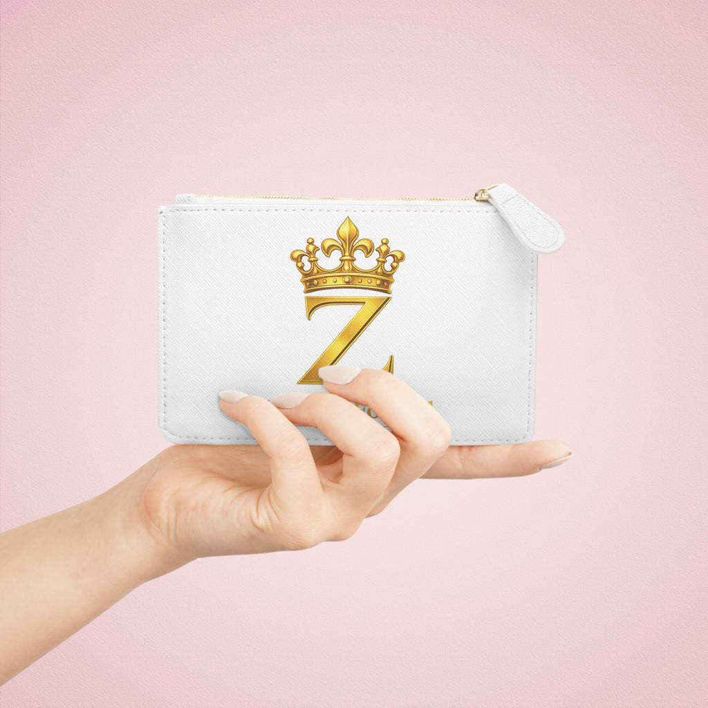 ZFA Clutch Bag — 'Zealous For All' Gold Crown Logo Leather Wristlet Printify