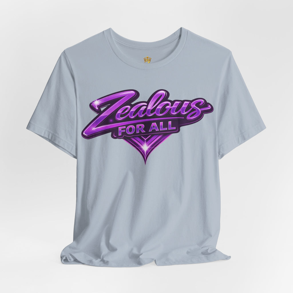 Zealous For All Graphic T-Shirt (Purple Logo) Printify