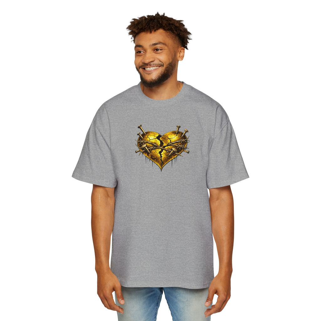 Oversized Discipline Over Emotions (Back) Graphic Tee (Gold Heart) Printify