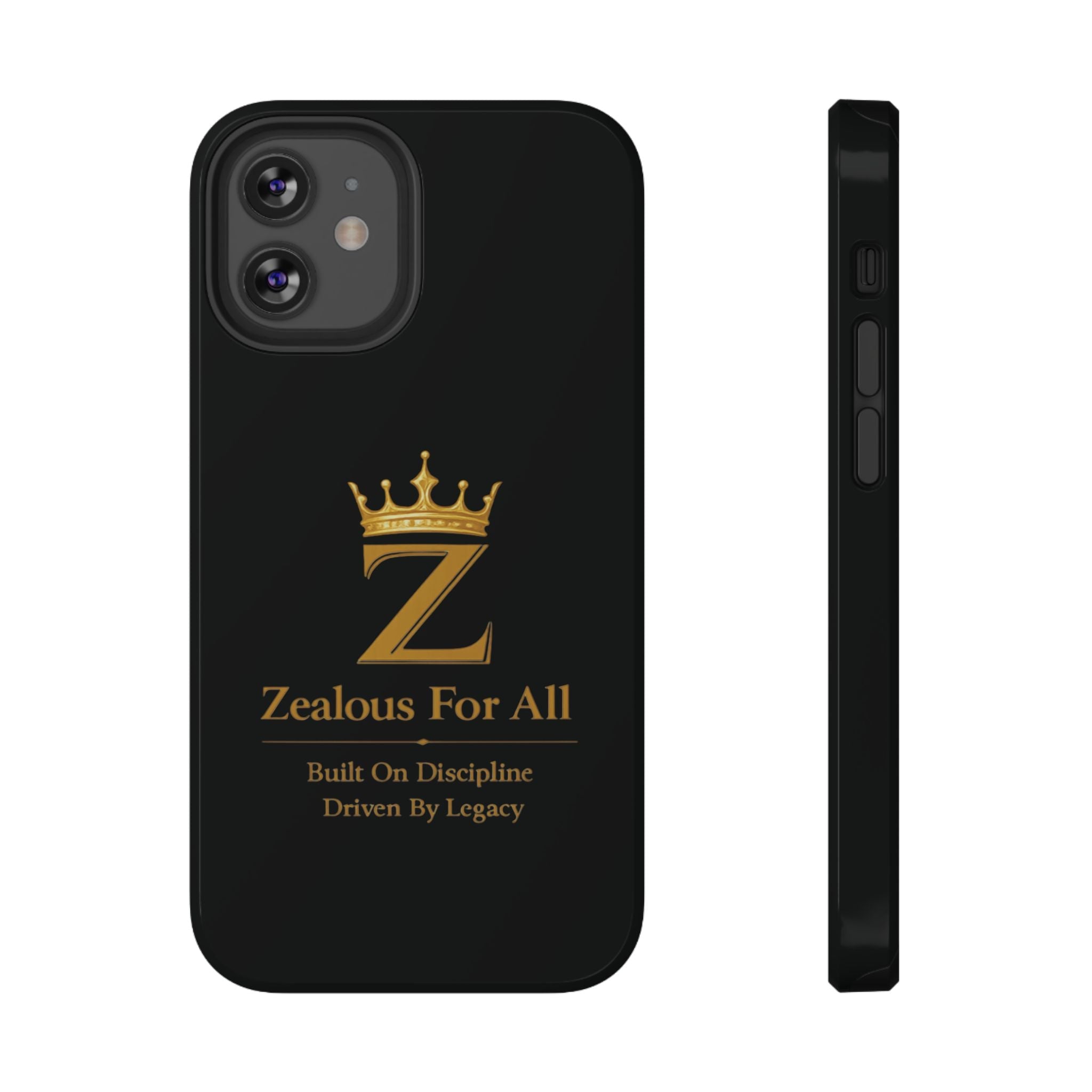 Phone Case — "Zealous For All" Gold Crown Impact-Resistant Case Printify