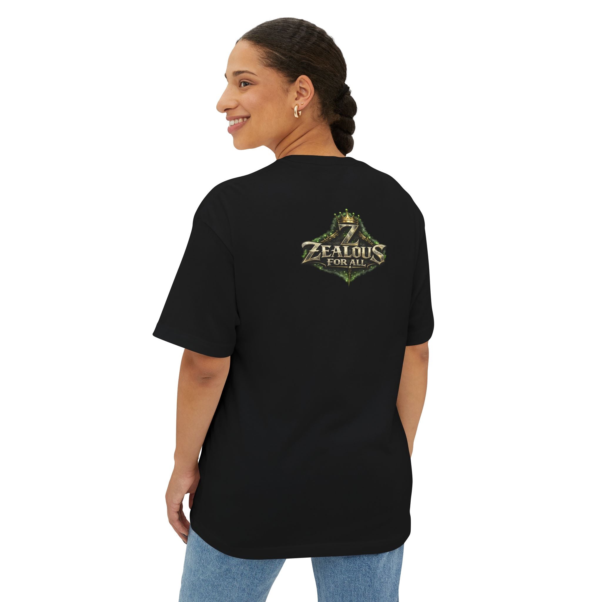 Adult *Oversized* Discipline Over Emotions Graphic Tee (Green Heart) Printify