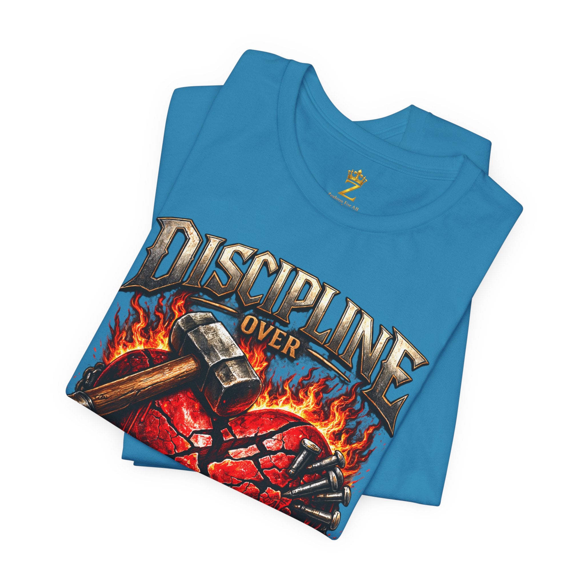 Discipline Over Emotions Premium Graphic T-Shirt (Red Heart) Printify