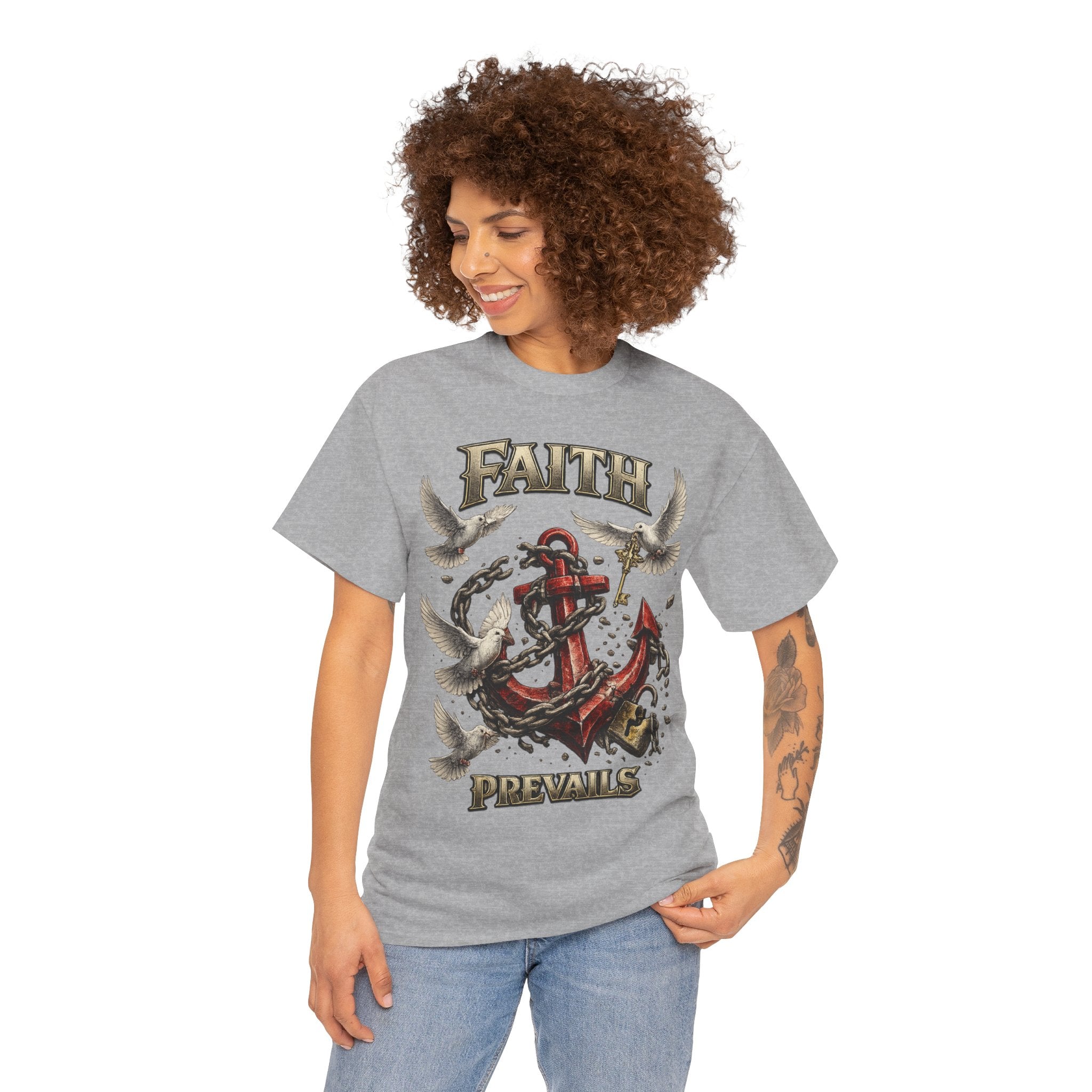 Adult Faith Prevails T‑Shirt (Red Anchor) Printify