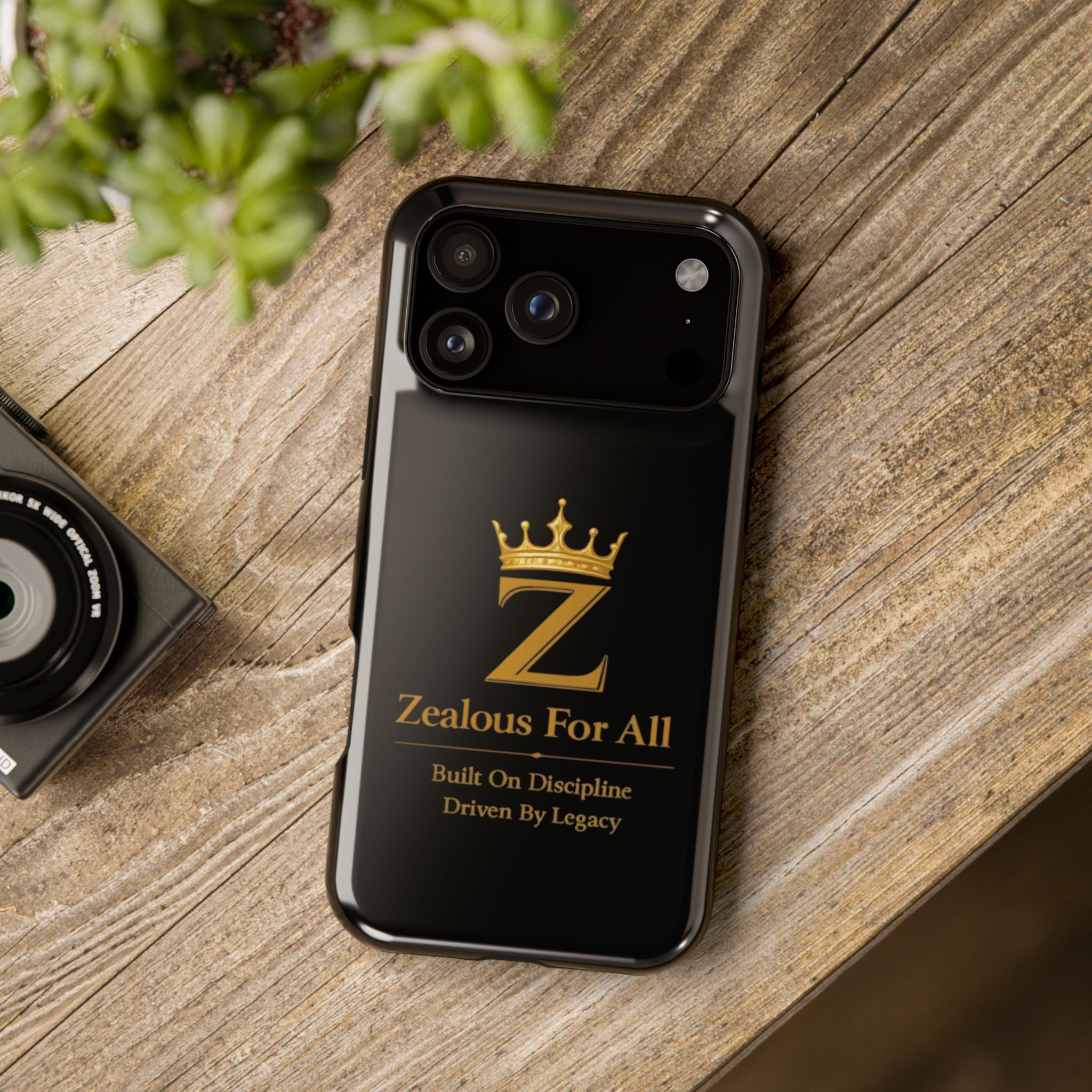 Phone Case — "Zealous For All" Gold Crown Impact-Resistant Case Printify