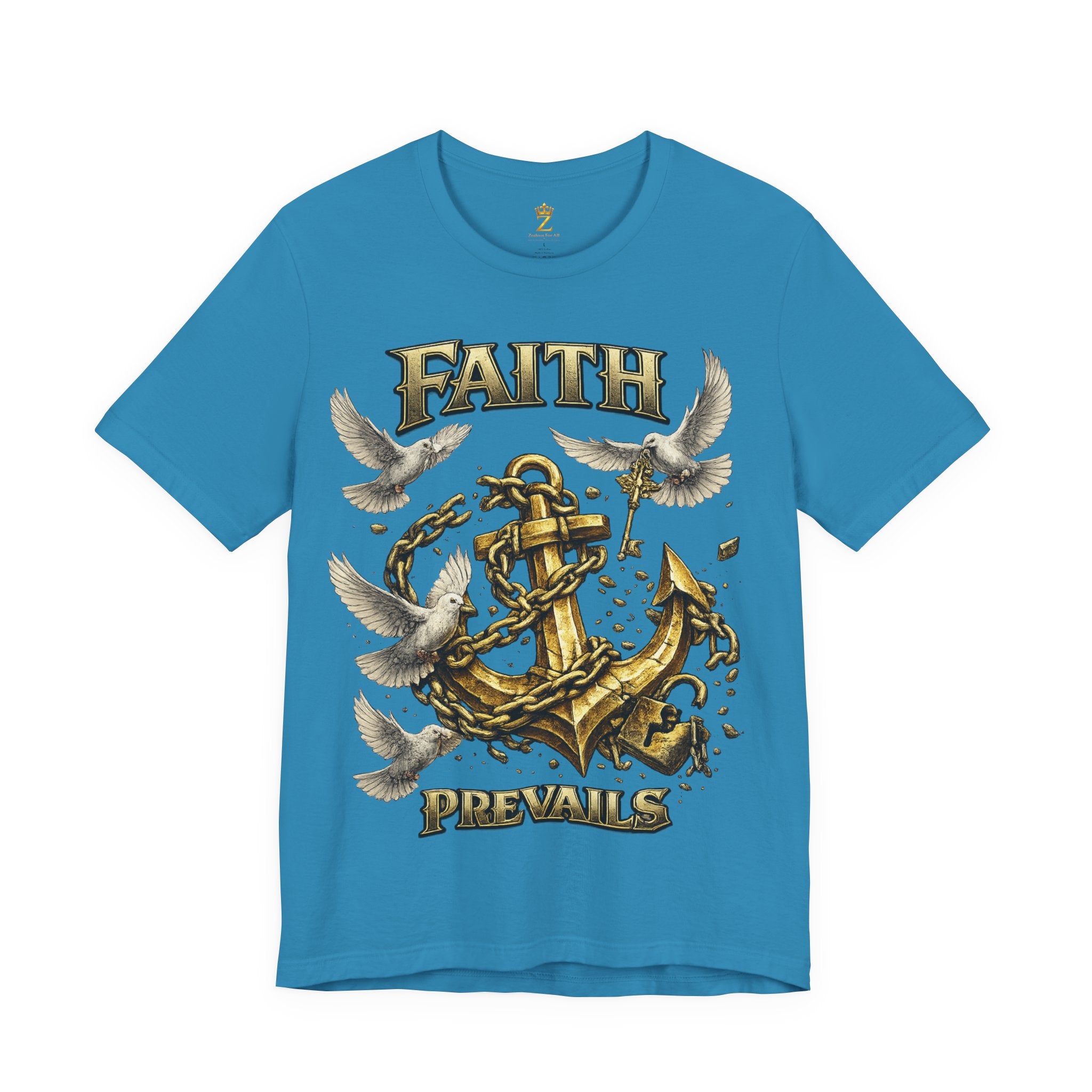 Faith Prevails T‑Shirt (Gold Anchor) Printify