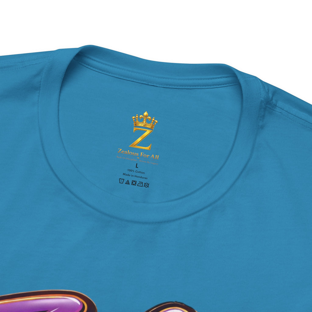 CUSTOM Zealous For All Graphic T-Shirt (Purple & Gold Trim Logo)