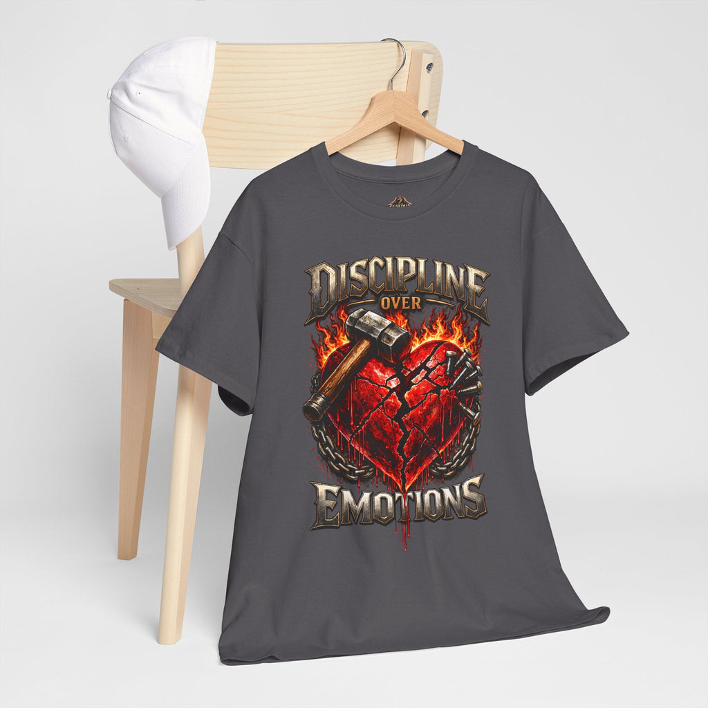 Discipline Over Emotions Graphic T-Shirt (Red Heart) Printify
